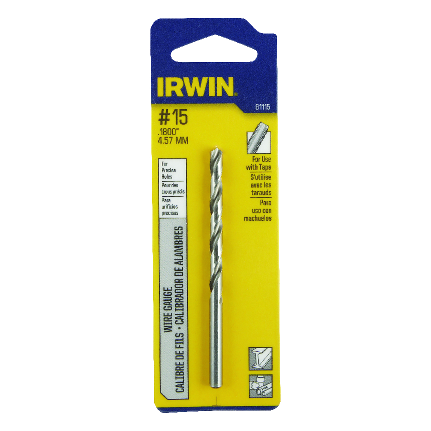 Irwin #15 X 3-3/8 in. L High Speed Steel Wire Gauge Bit 1 pc - Mycitystee