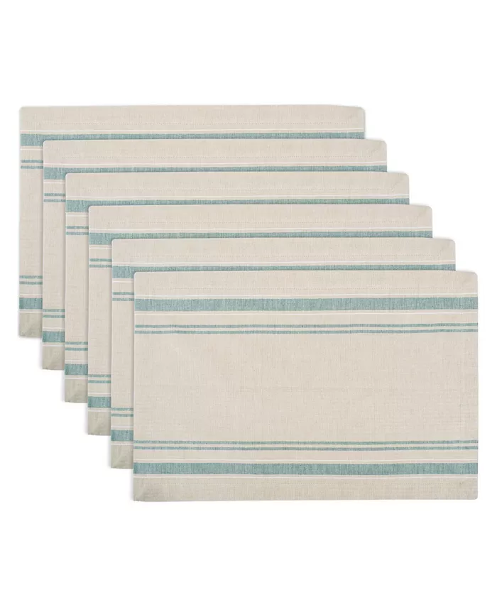 Design Imports Chambray French Stripe Placemat， Set of 6 - Mycitystee