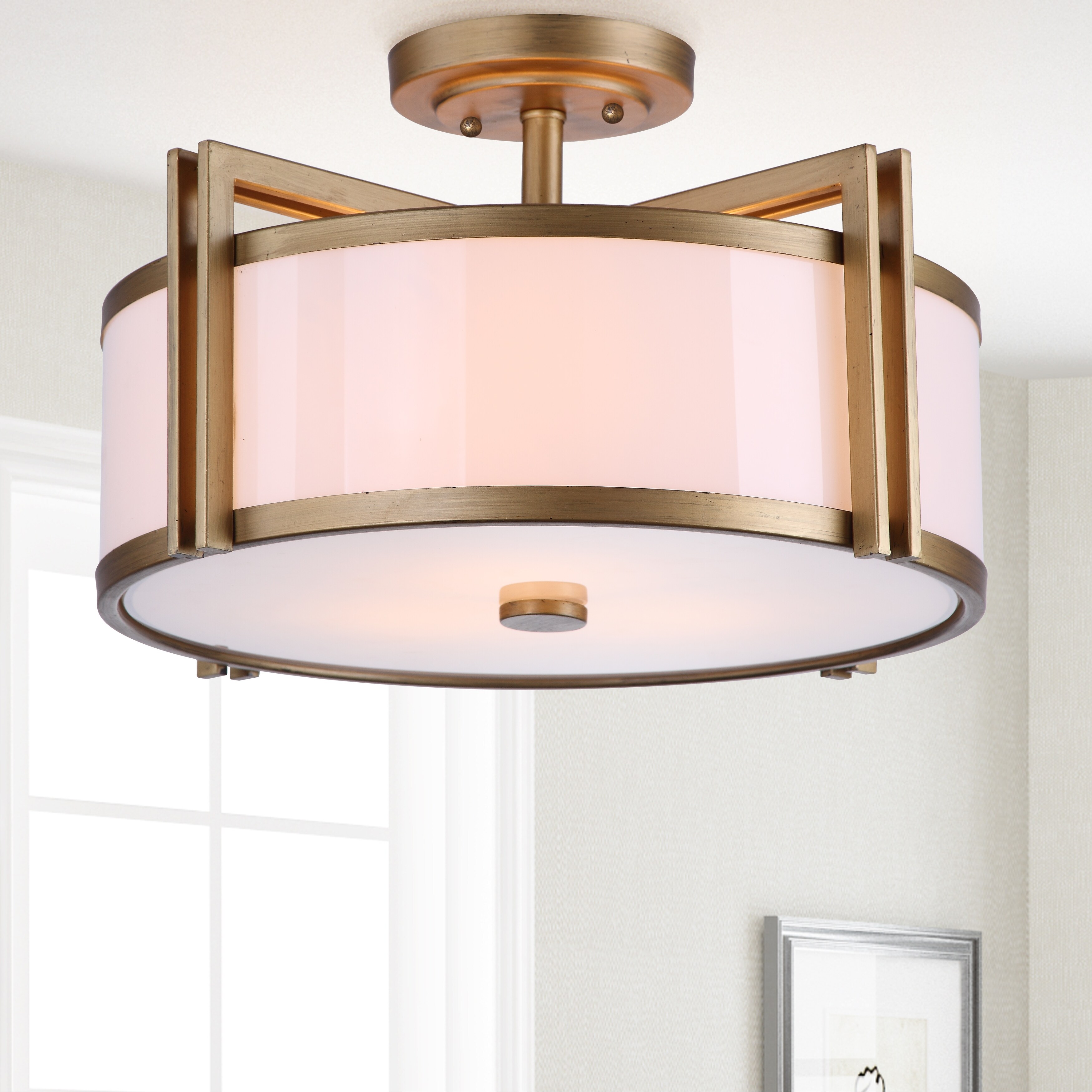 SAFAVIEH Lighting Orb Drum 3-light Gold Ceiling Light - 17.125