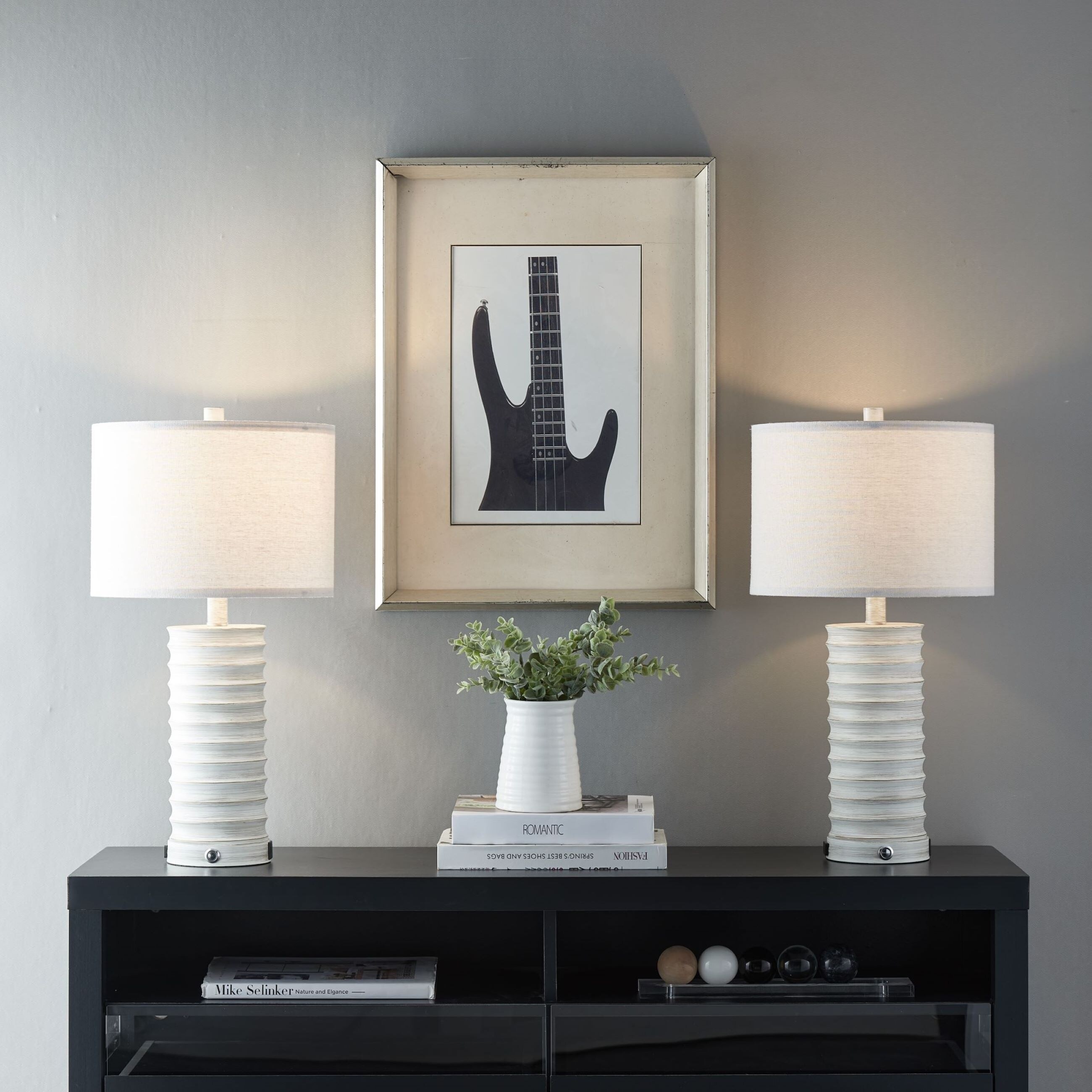 KAWOTI 22.5'' Table Lamp Set Touch Control with USB Port And AC Outlet Bulbs Included - W12