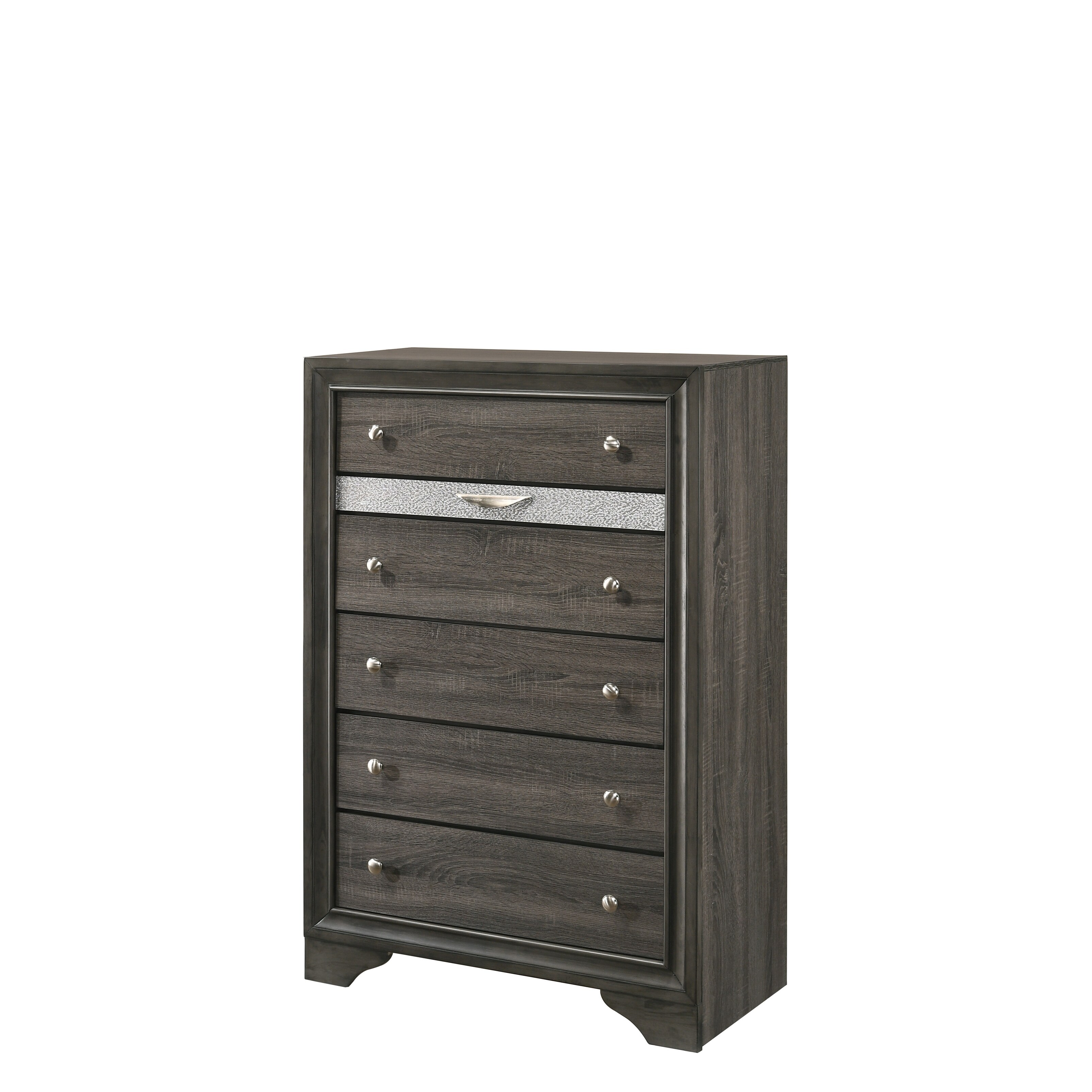 Transitional Style 6 Drawer Wooden Chest with Bracket Feet， Gray - - 30388038 - Mycitystee