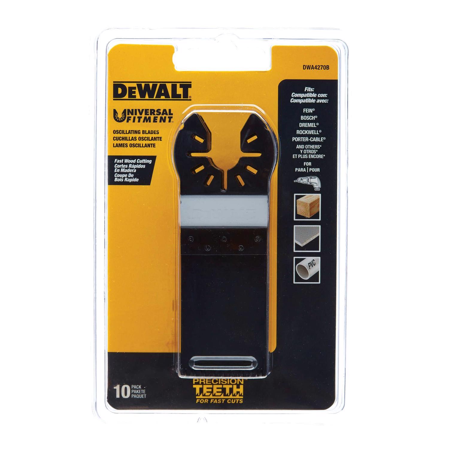 DeWalt Universal Fitment 1.25 in. L Bi-Metal Precision Tooth Oscillating Blade Set Wood 10 pc - Mycitystee