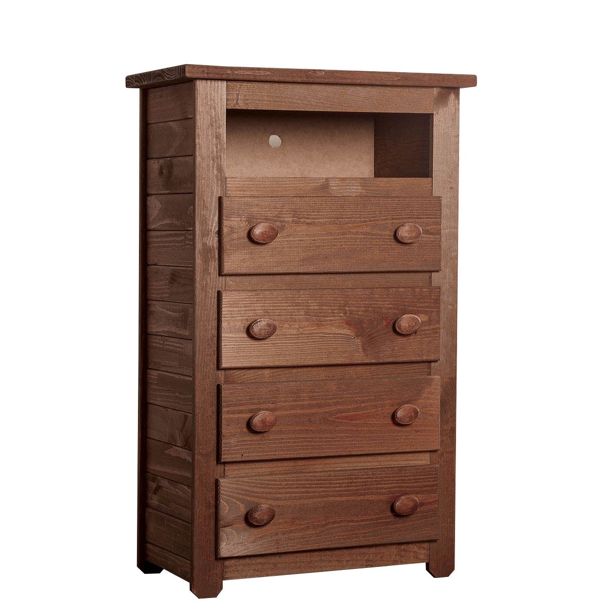 Wooden 4 Drawers Media Chest With 1 Top Shelf In Mahogany Finish， Brown - - 22927742 - Mycitystee