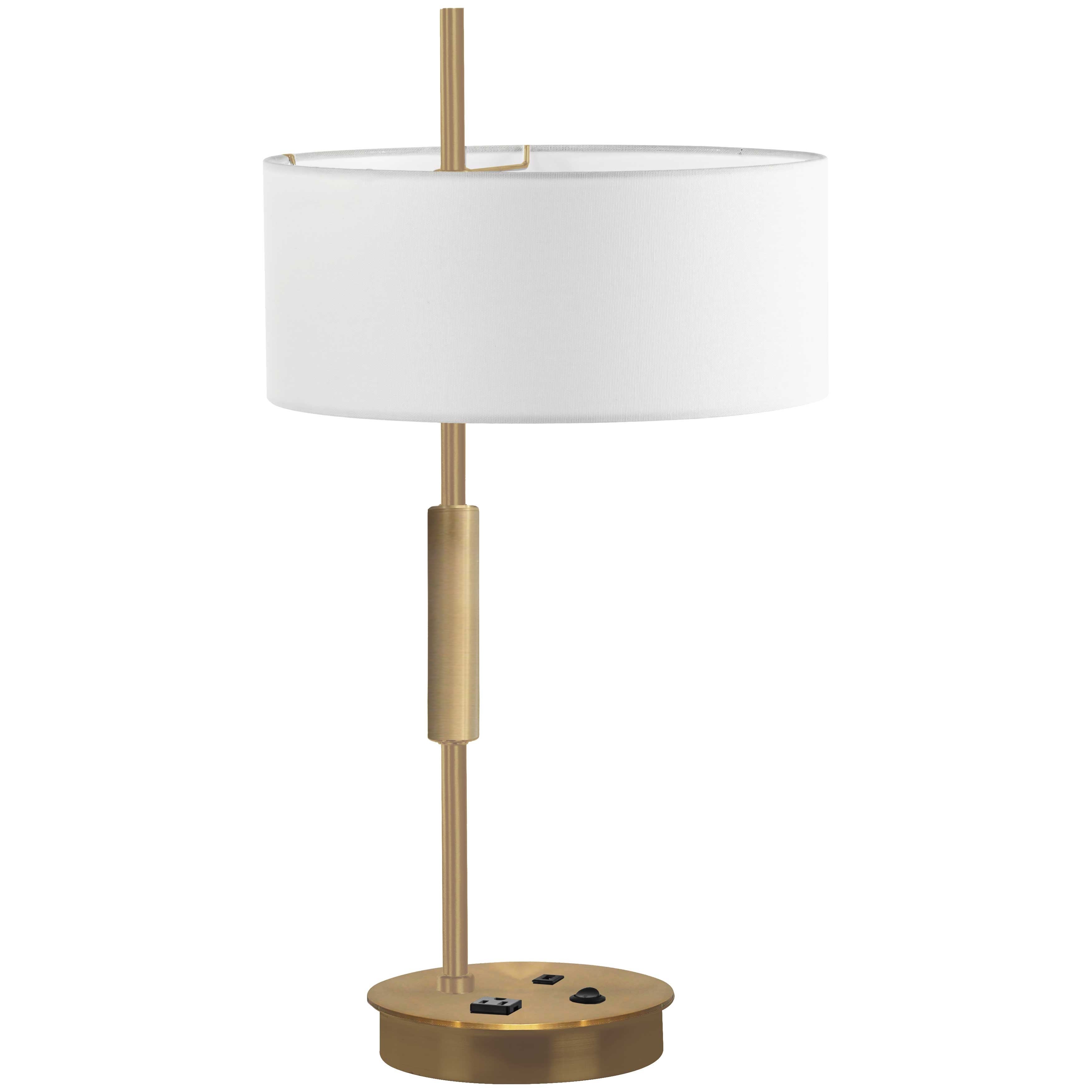 Dainolite Fitzgerald Modern and Contemporary 1 Light Incandescent Table Lamp， Aged Brass w/ White Shade - Mycitystee