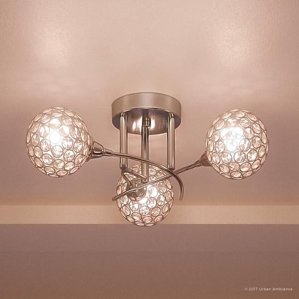 Luxury Crystal Globe Semi-Flush Ceiling Light， 7