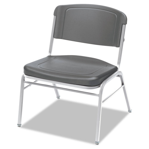 Iceberg Rough n Ready Wide-Format Big and Tall Stack Chair， Supports Up to 500 lb， Charcoal Seat/Back， Silver Base， 4/Carton (64127) - Mycitystee