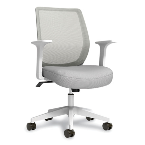 Union and Scale Essentials Mesh Back Fabric Task Chair with Arms， Supports Up to 275 lb， Gray Fabric Seat， Gray Mesh Back， White Base (24419911) - Mycitystee