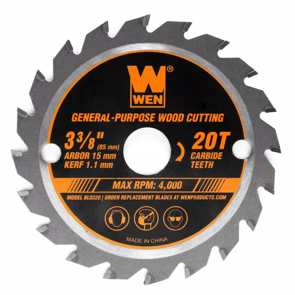 WEN 3-3/8 in. 20-Tooth Professional Woodworking Saw Blade for Compact and Mini Circular Saws and#8211; XDC Depot - Mycitystee