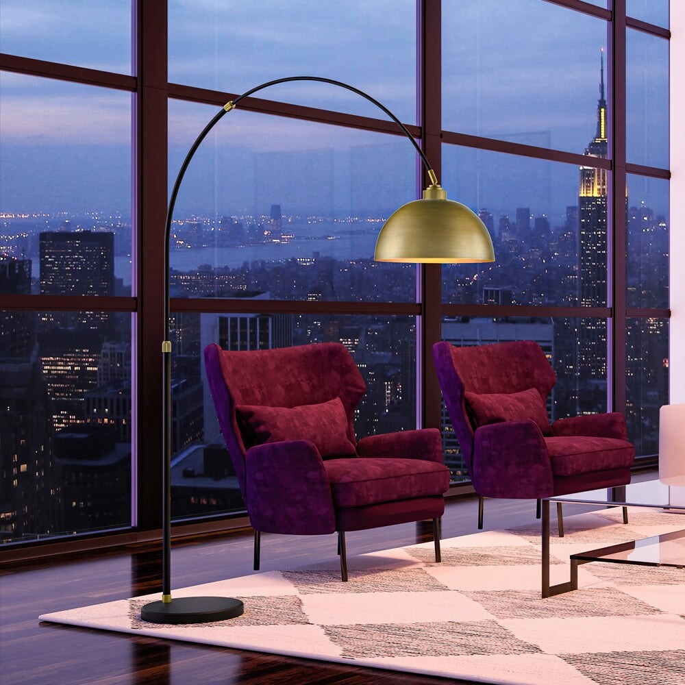 Luxury Mid-Century-Modern Floor Lamp， 59''W x 15''D x 76''H， with Modern Elements， Aged Brass Finish and Gold Metal Shade - Mycitystee