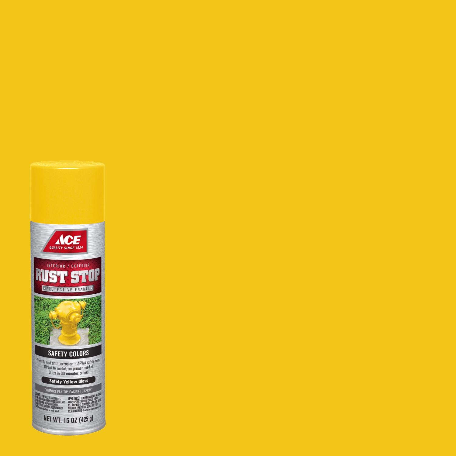 Ace Rust Stop Gloss Safety Yellow Protective Enamel Spray Paint 15 oz - Mycitystee