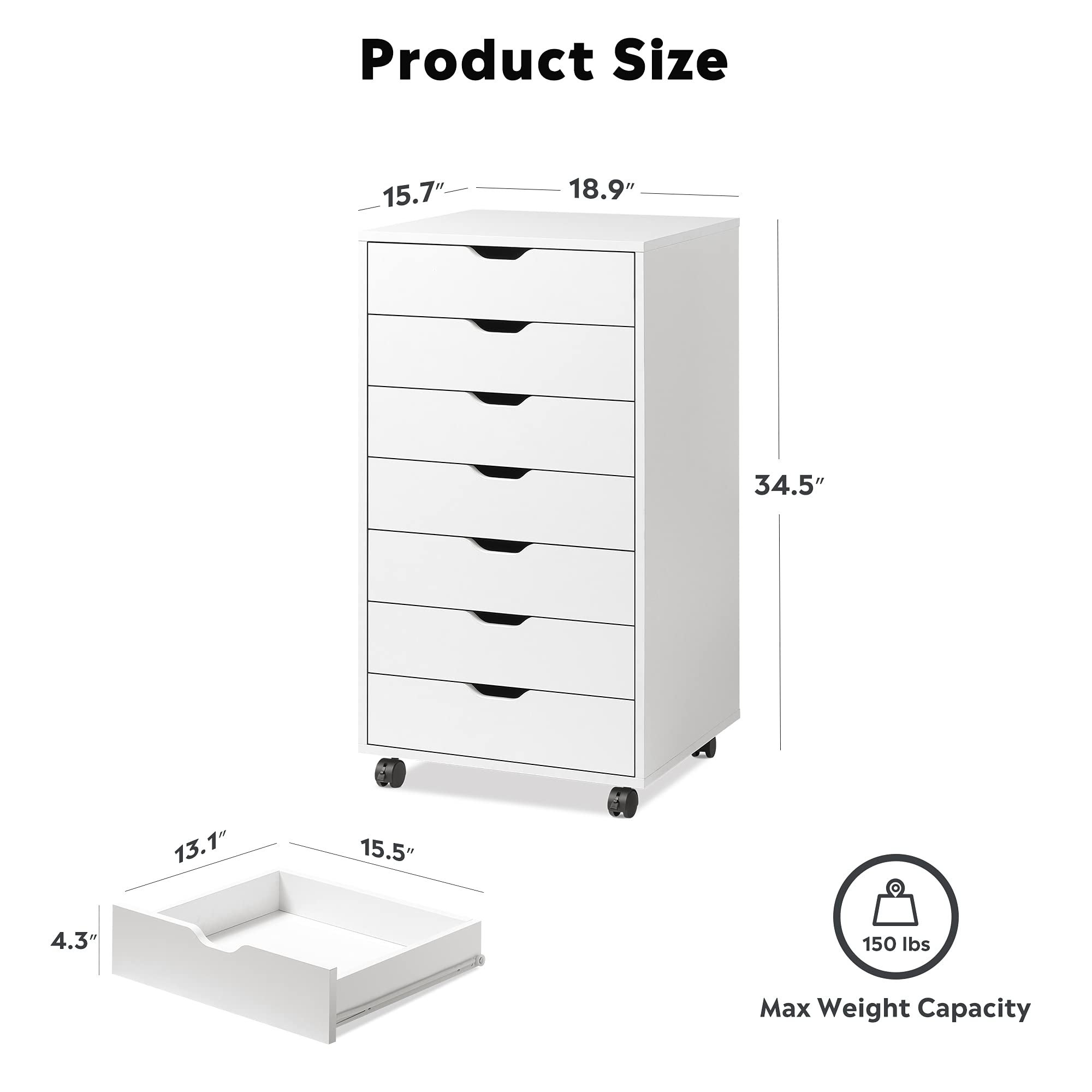 7 Drawer Dresser， Storage Cabinet for Makeup， Tall Chest of Drawers - - 37218252 - Mycitystee