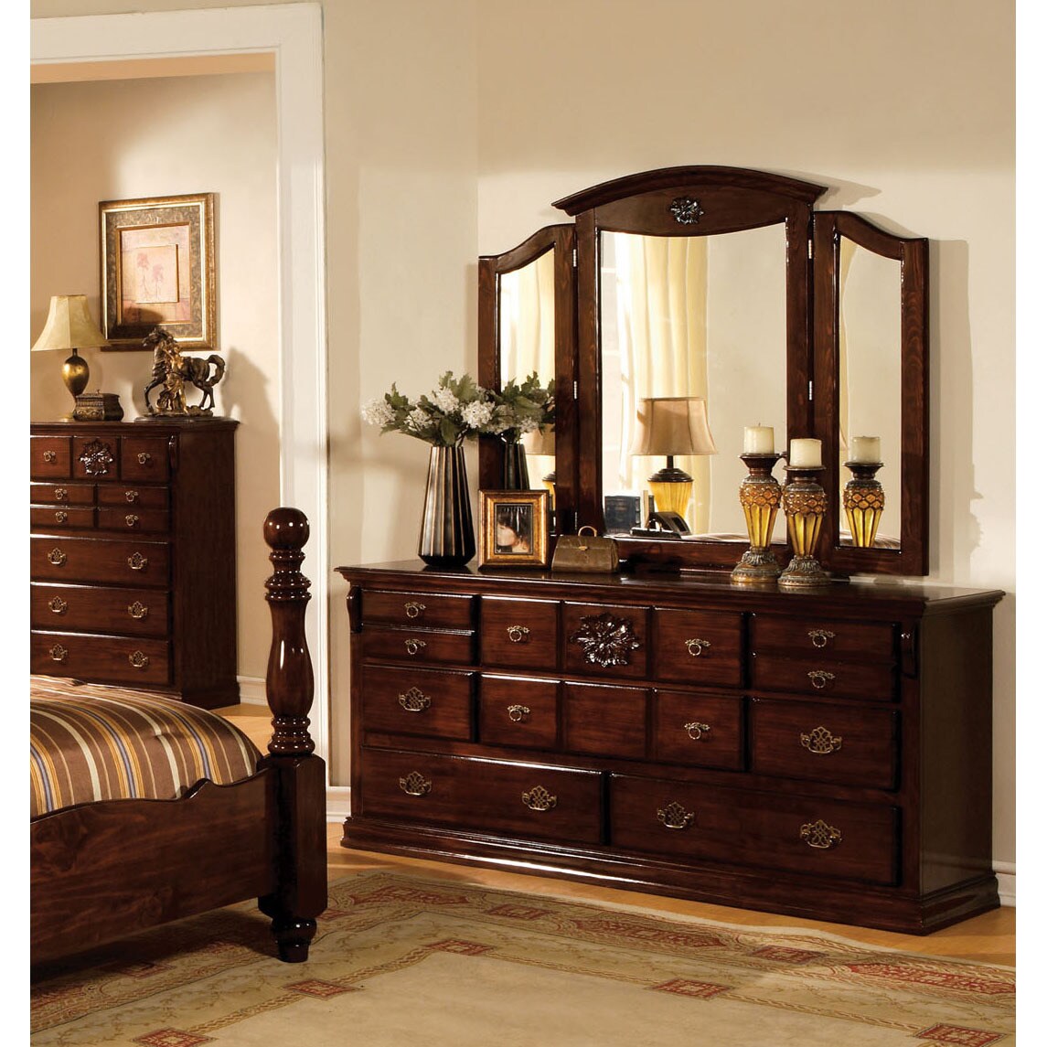Furniture of America Weston Pine 2-piece Dresser and Mirror Set - - 9378147 - Mycitystee