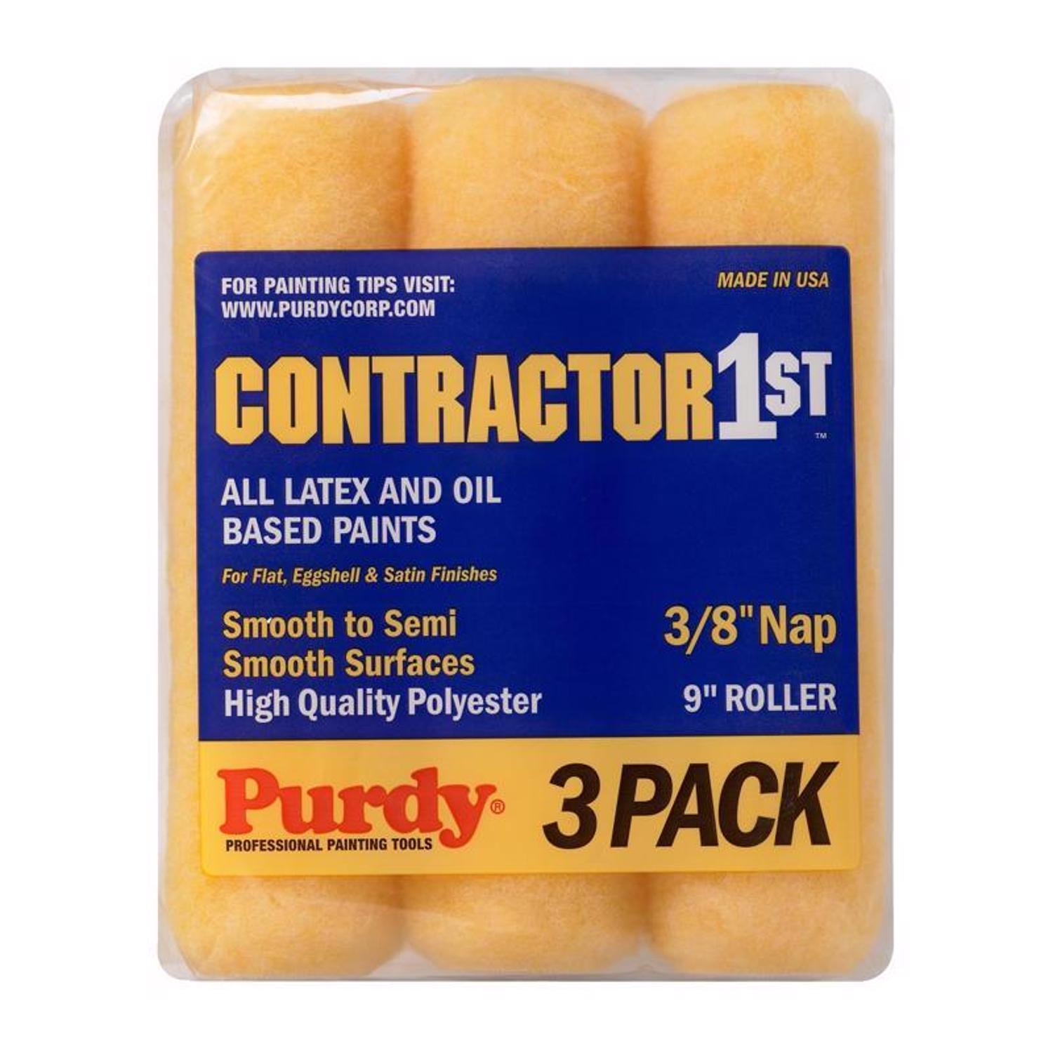 Purdy Contractor 1st Polyester 9 in. W X 3/8 in. Paint Roller Cover 3 pk - Mycitystee