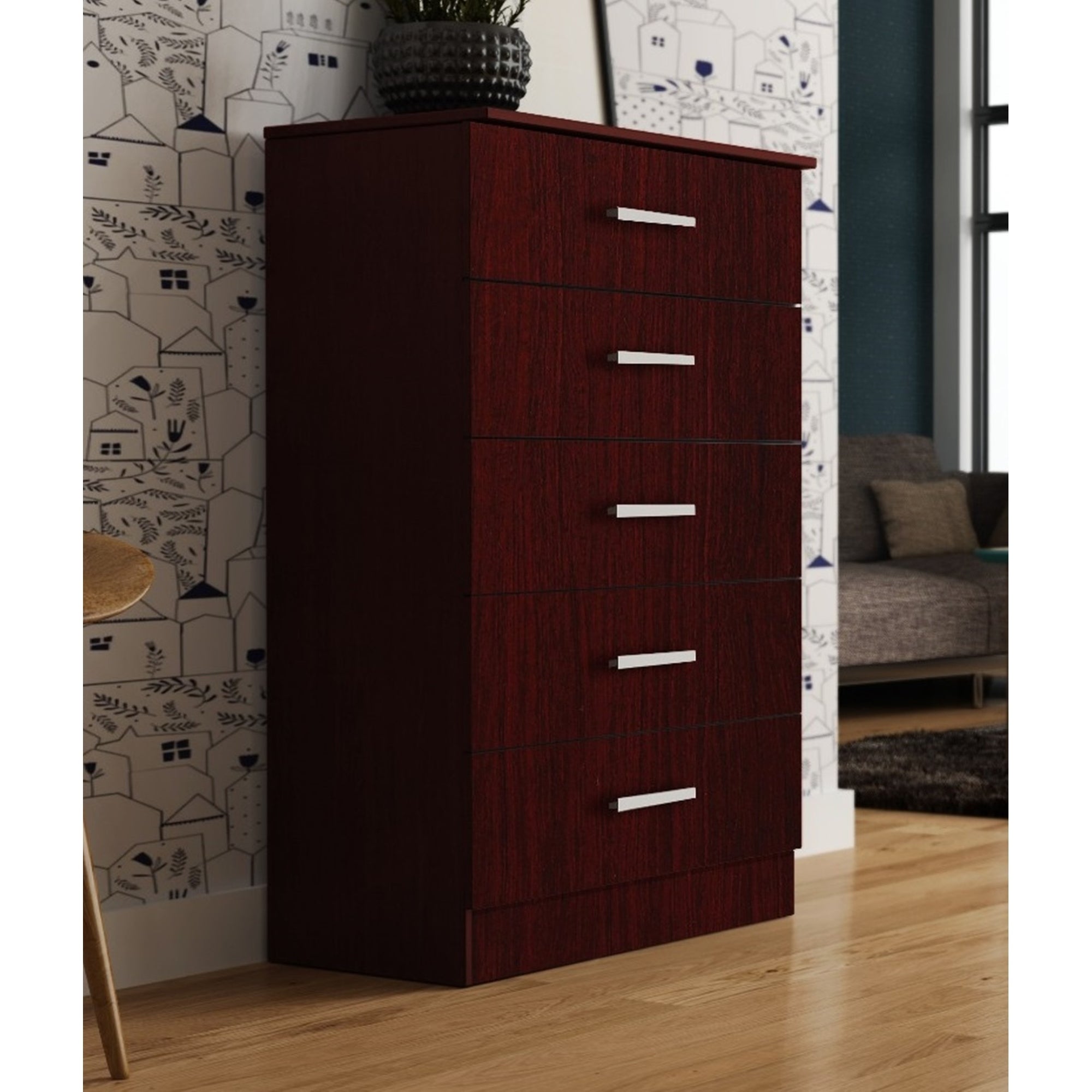 Hanover Solid Wood Mahogany 5 Drawer Chest - - 31000790 - Mycitystee