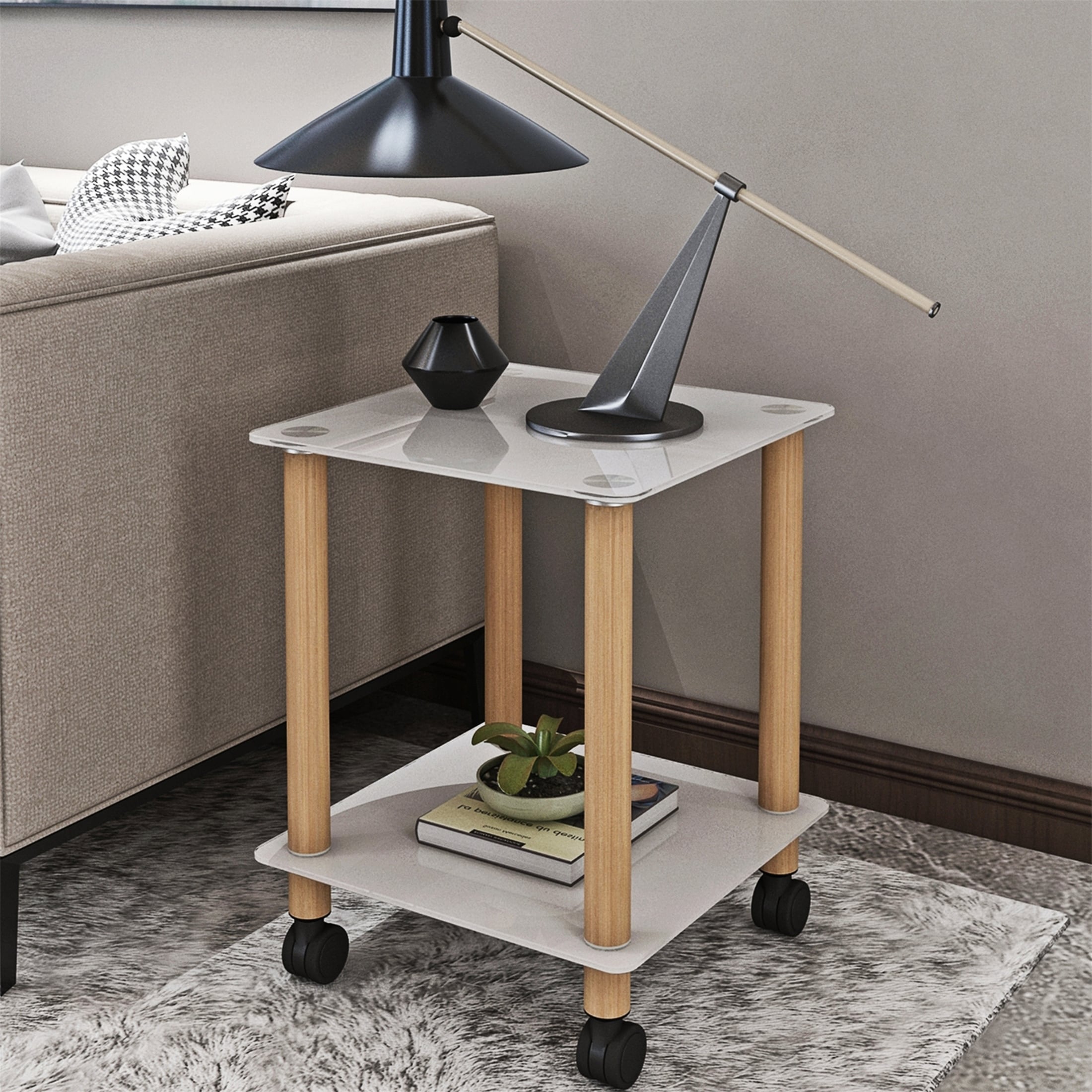White Oak Side Table End Table Nightstand Sofa table Storage Shelf - Mycitystee