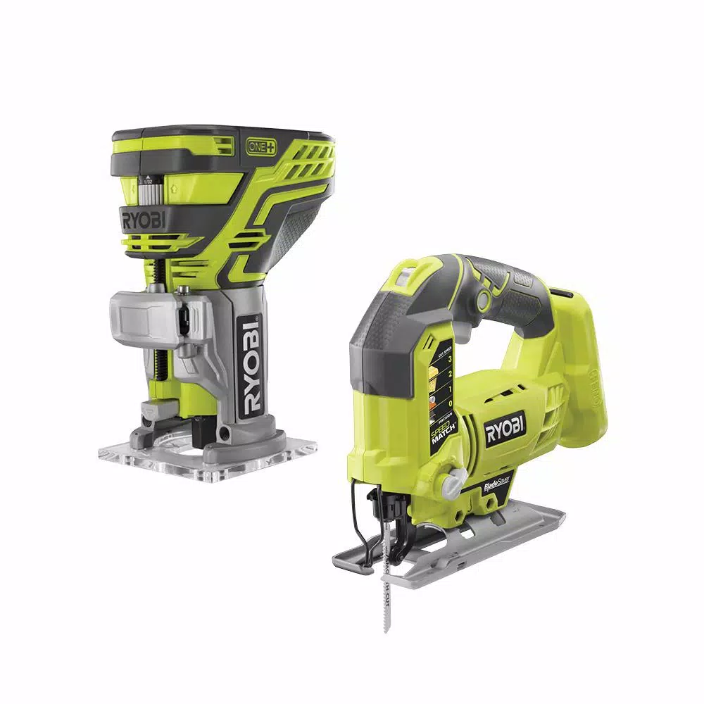 RYOBI 18-Volt ONE+ Lithium-Ion Cordless Fixed Base Trim Router w/Tool Free Depth Adjustment and Orbital Jig Saw (Tools Only) and#8211; XDC Depot - Mycitystee