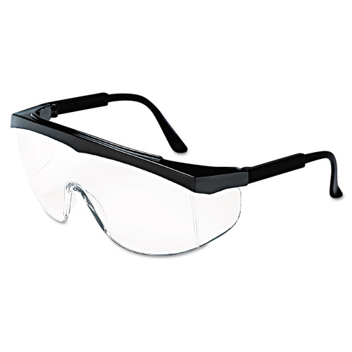 MCR Safety Stratos Safety Glasses， Black Frame， Clear Lens， 12/Box (SS110) - Mycitystee