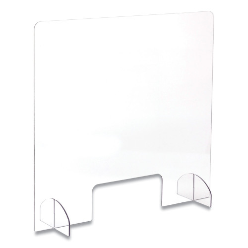 Safco Portable Acrylic Sneeze Guard with Document Pass Through， 28.5 x 1.5 x 33.25， Acrylic， Clear (7500CL) - Mycitystee