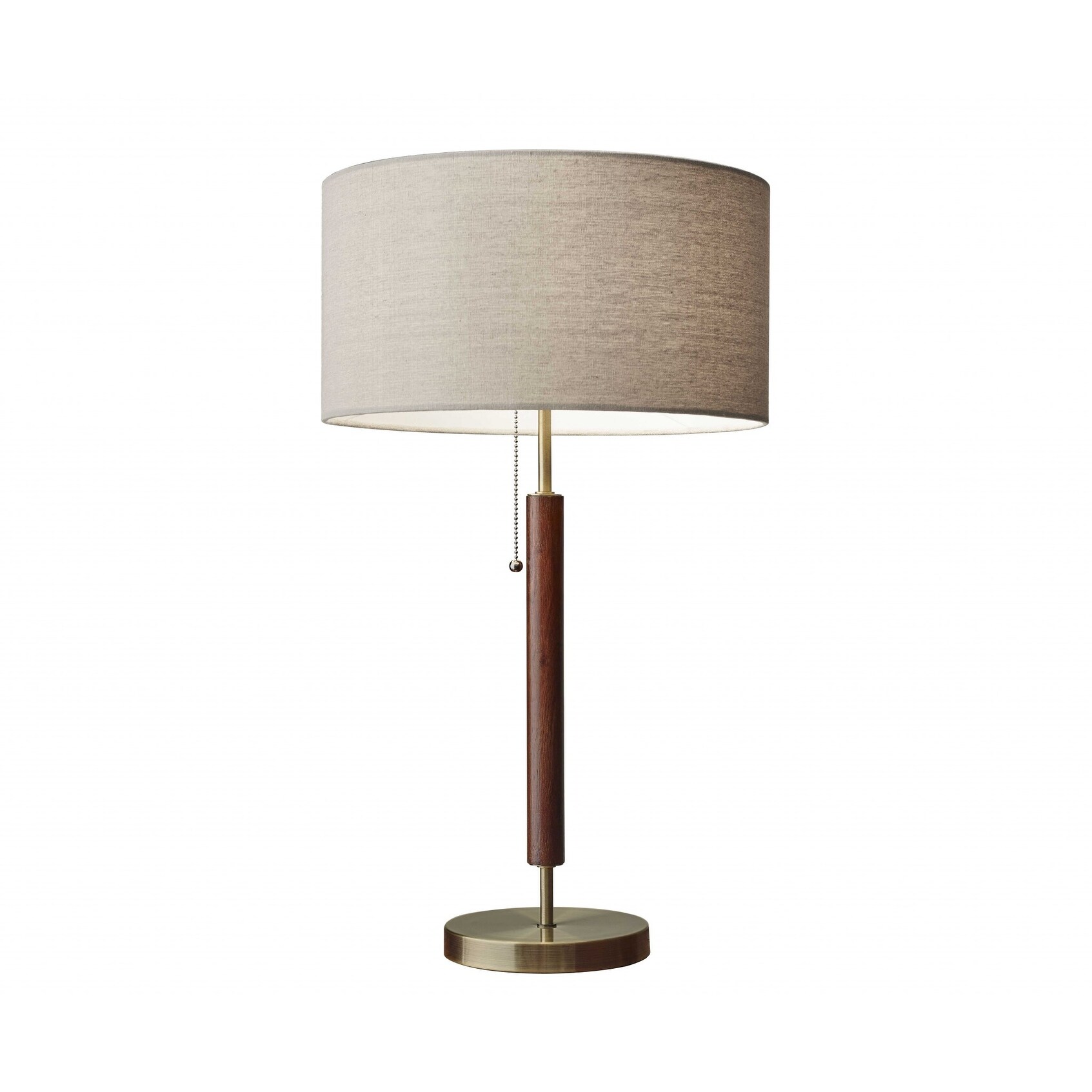 Antique Brass Metal and Walnut Wood Table Lamp - 15 x 7 x 26.25 - Mycitystee