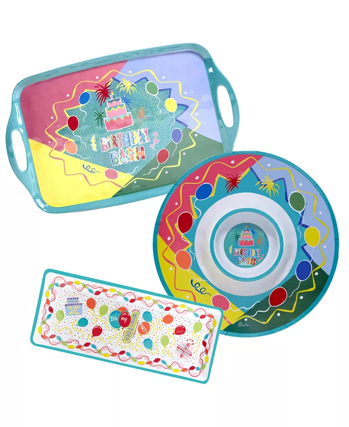 Certified International Lolita Birthday Bash 3-PC Melamine Serving Set - Mycitystee