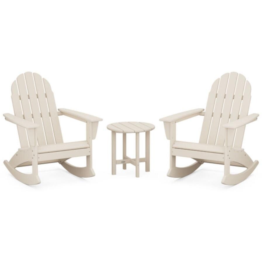 POLYWOOD Vineyard 3-Piece Adirondack Rocking Chair Set in Sand - Mycitystee