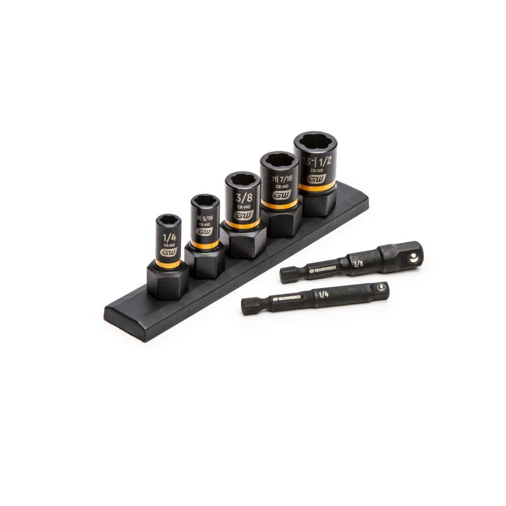 7 Piece 1/4 and 3/8 Drive SAE Bolt Biter™ Impact Extraction Socket Set - Mycitystee