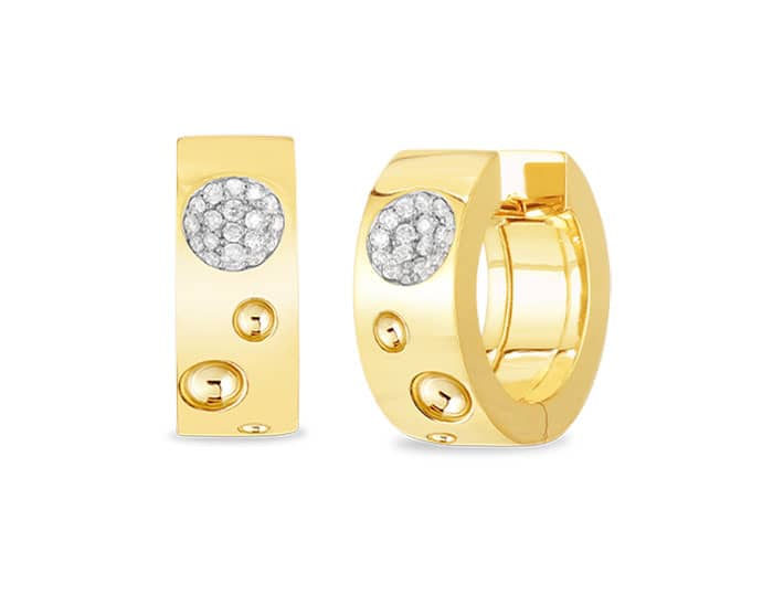 Roberto Coin 18KT Gold And Diamond Pois Moi Luna Small Hoop Earring - Mycitystee