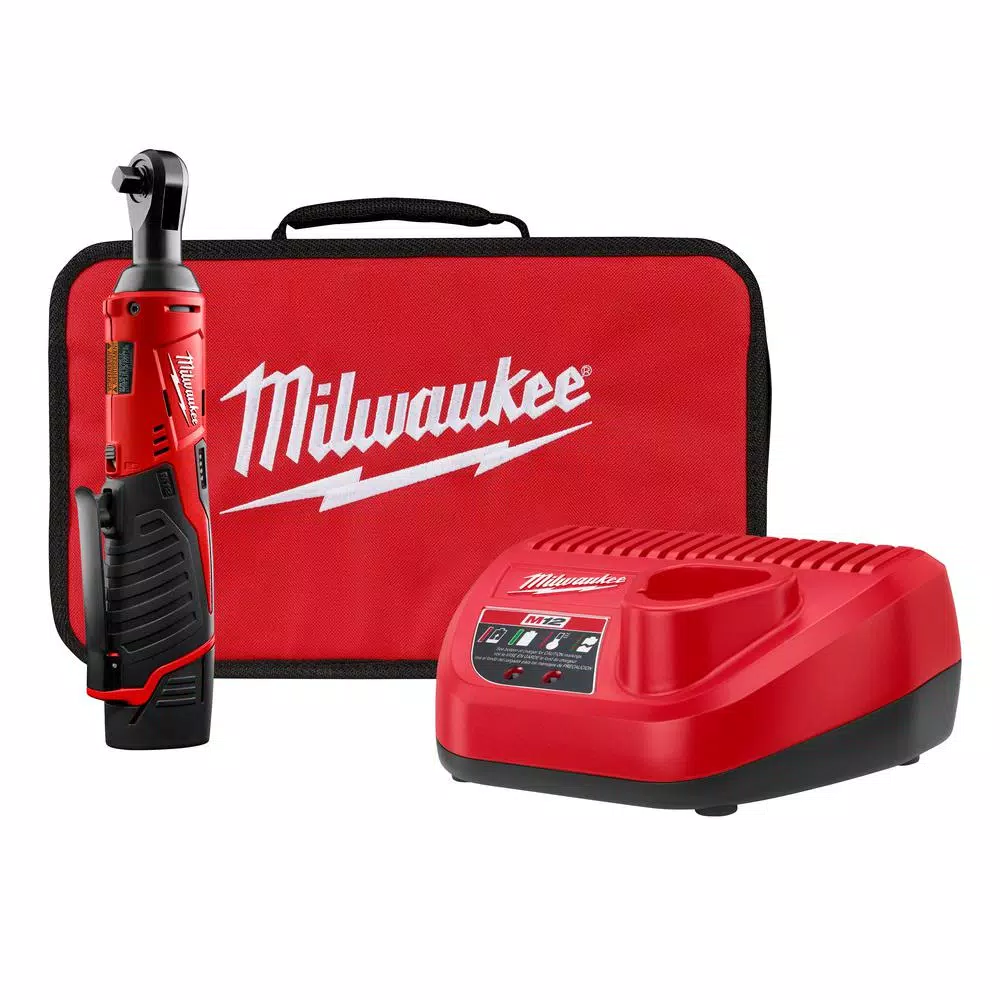 Milwaukee M12 12-Volt 3/8 in. Lithium-Ion Cordless Ratchet Kit with 1.5Ah Battery， Charger and Tool Bag and#8211; XDC Depot - Mycitystee