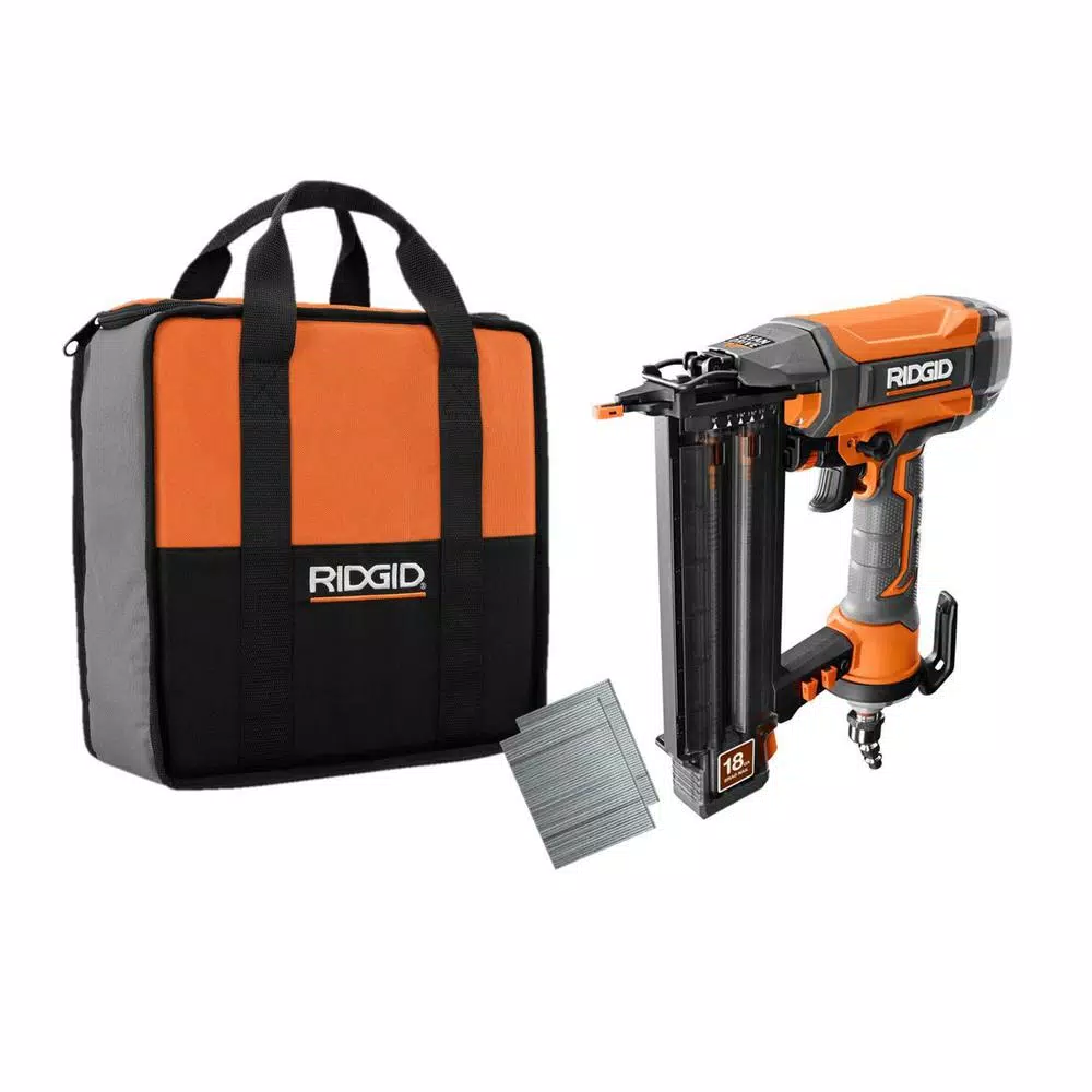 RIDGID 18-Gauge 2-1/8 in. Brad Nailer with CLEAN DRIVE Technology， Tool Bag， and Sample Nails and#8211; XDC Depot - Mycitystee