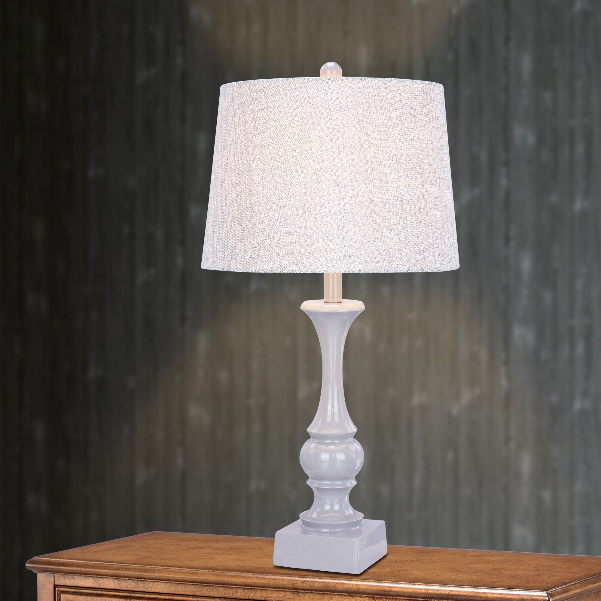 28 inch Resin Table Lamp in Cool Grey Finish - Mycitystee