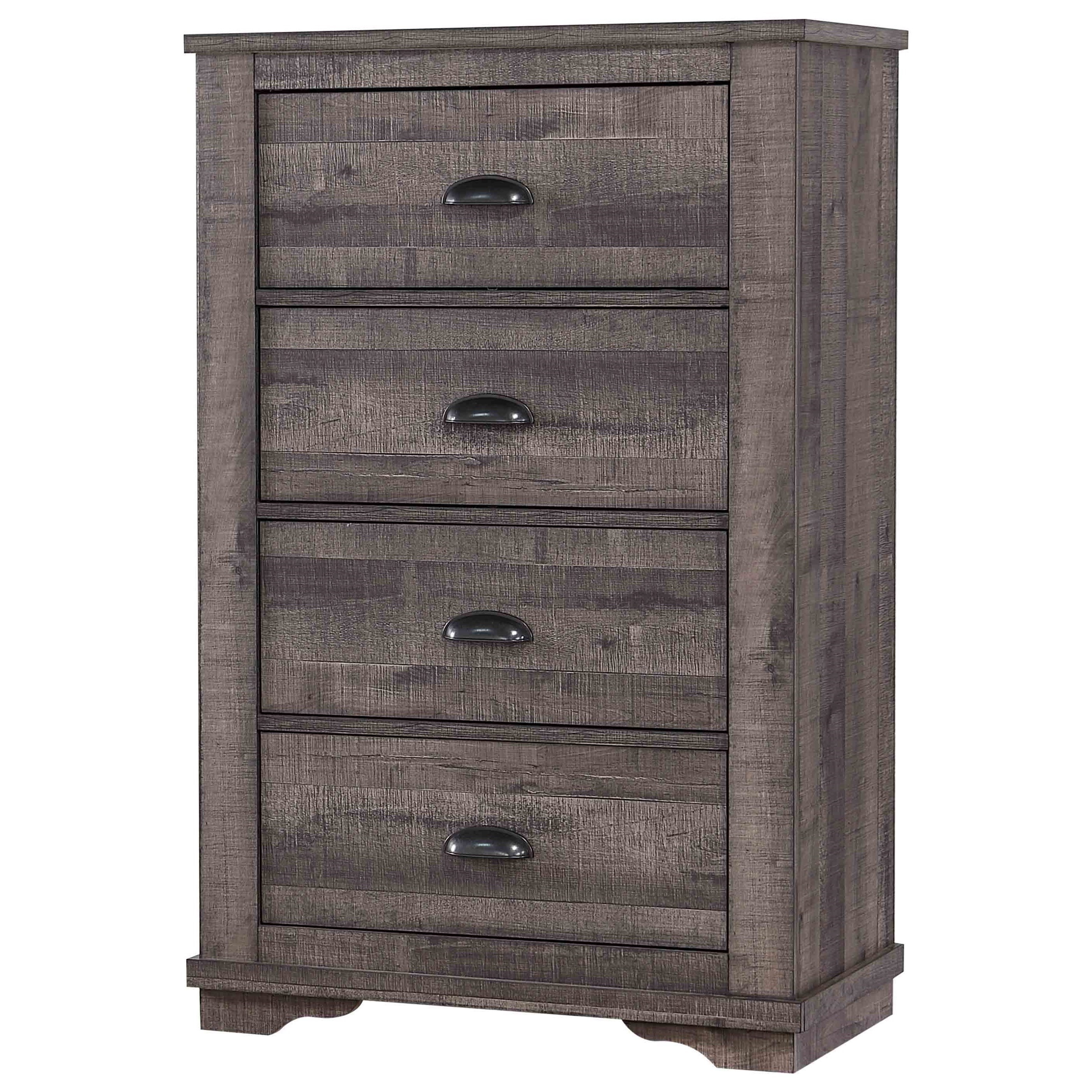 48 inch 4 Drawer Wooden Chest with Cup Pulls， Gray - - 36767834 - Mycitystee