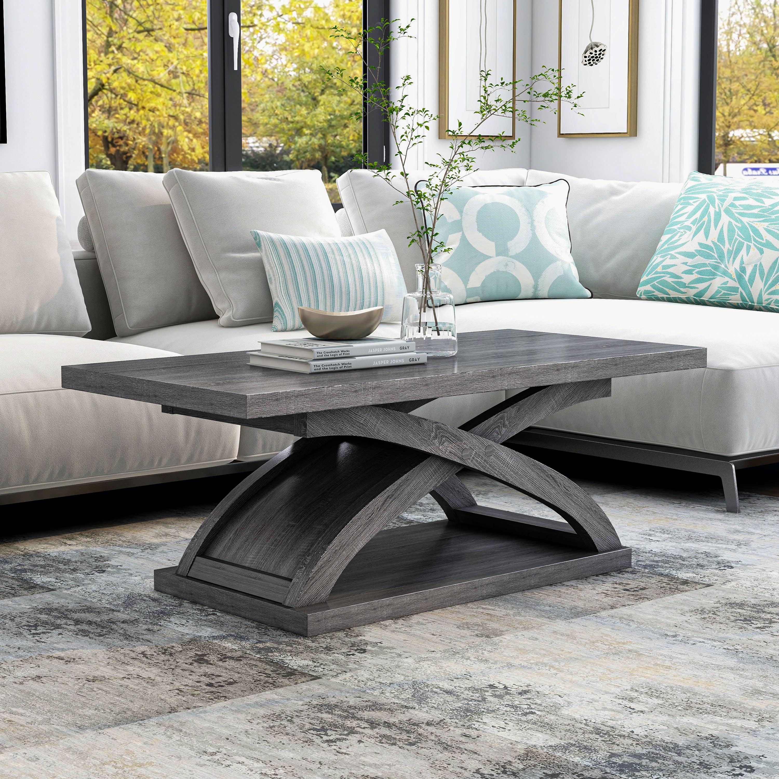 DH BASIC Distressed Grey 48-inch Coffee Table by Denhour - Mycitystee