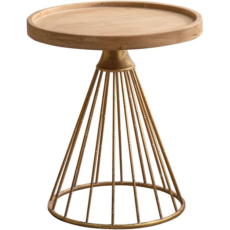 End Tables Living Room Set of 2， Round Wood Metal Iron Leg Coffee Nesting Table， Suitable for Bedroom Apartments - as picture - Mycitystee
