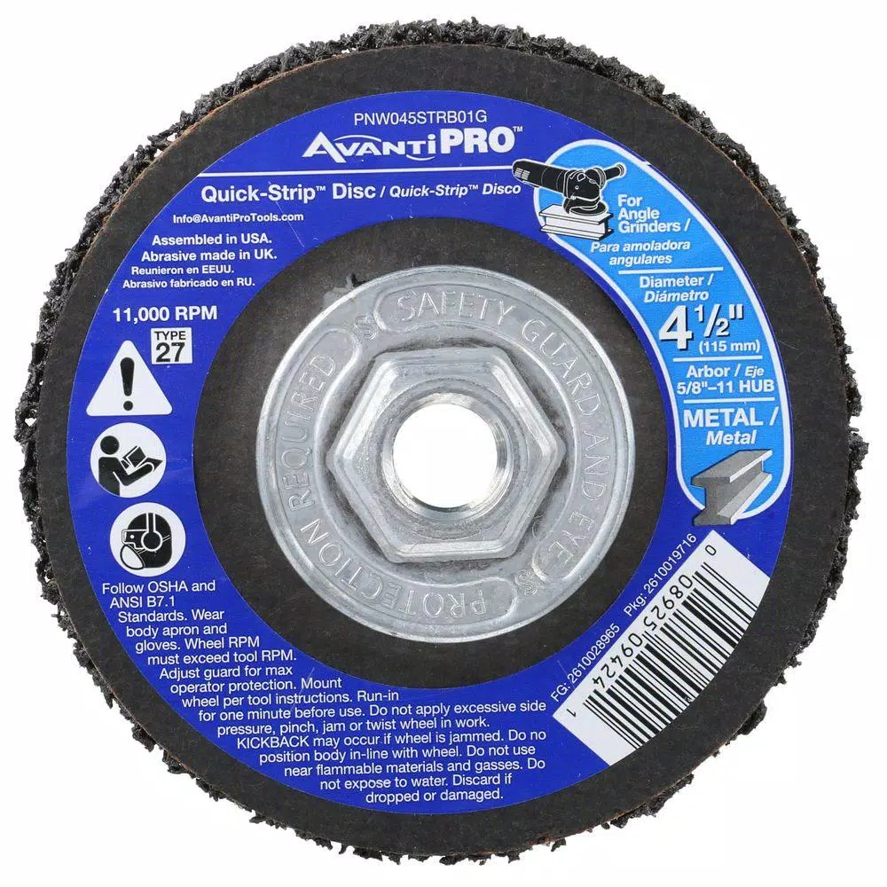 Avanti Pro 4-1/2 in. x 5/8 in. -11 in. Non-Woven Quick-Strip Disc and#8211; XDC Depot - Mycitystee