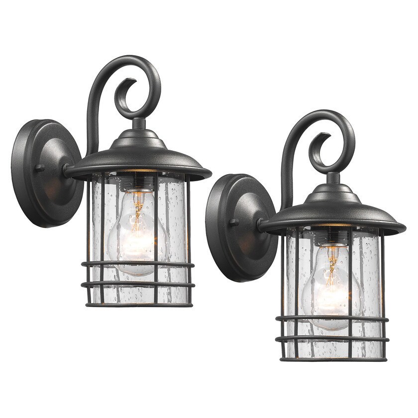 Chloe Transitional 1-light Textured Black Outdoor Wall Lantern 2-pack Shopping - The Best Deals on Outdoor Wall Lanterns | 18434019 - Mycitystee