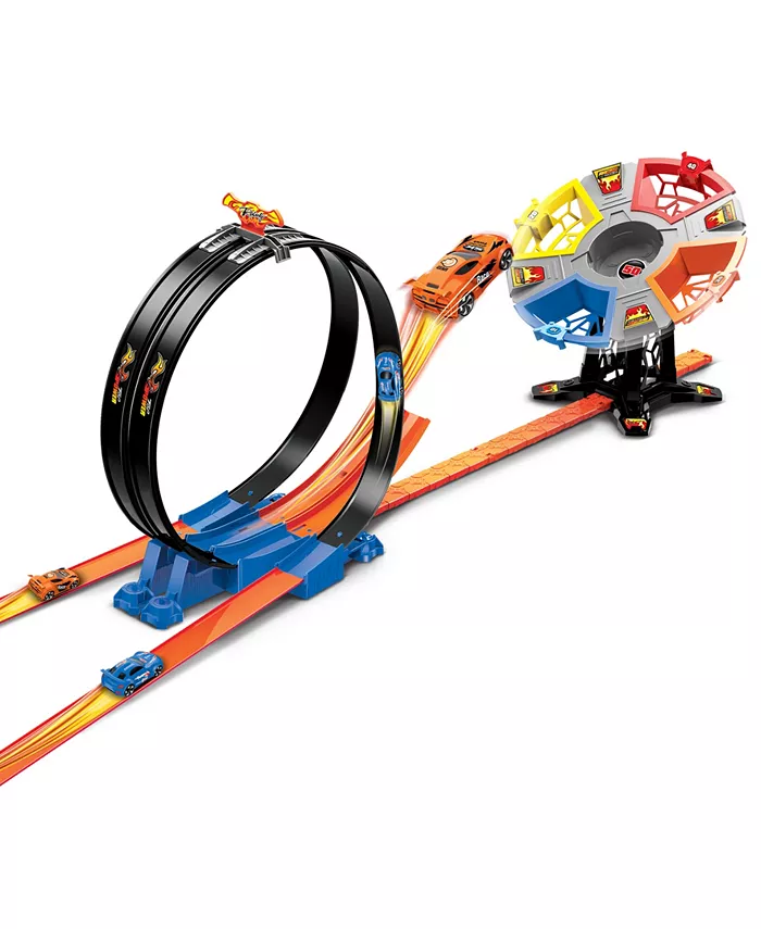 Jupiter Creations Pull Back Car Track Game with Two Loops， Ramp and Target with Built in Point System， 34 Pieces - Mycitystee