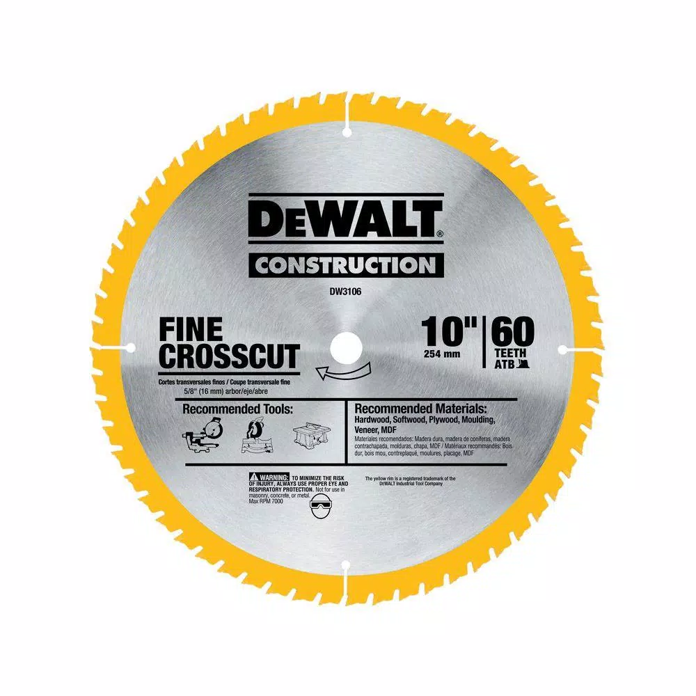 DEWALT 20 Series 10 in. 60T Fine Finish Saw Blade and#8211; XDC Depot - Mycitystee