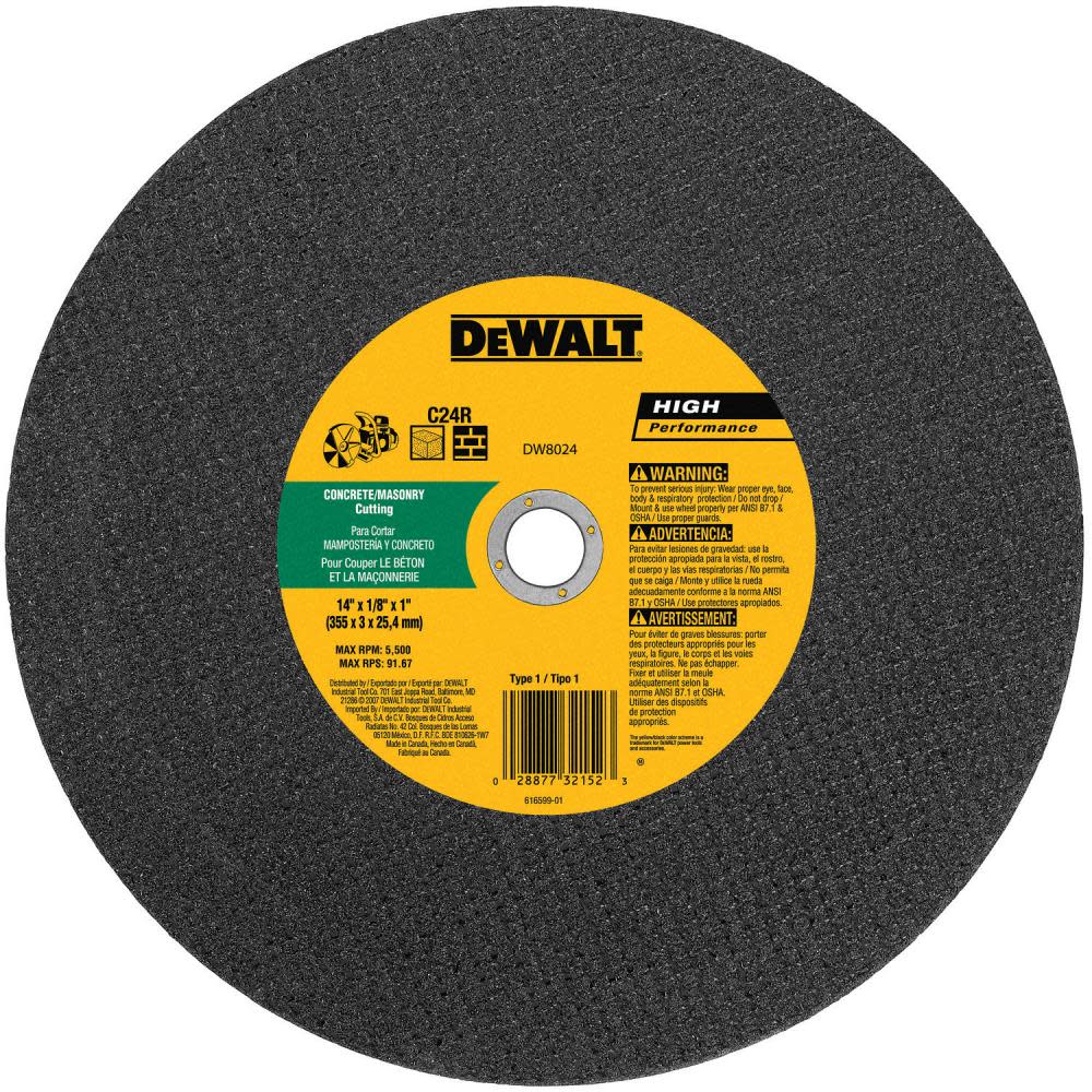 DEWALT 14 In. Masonry Cutting Wheel DW8025 from DEWALT - Mycitystee