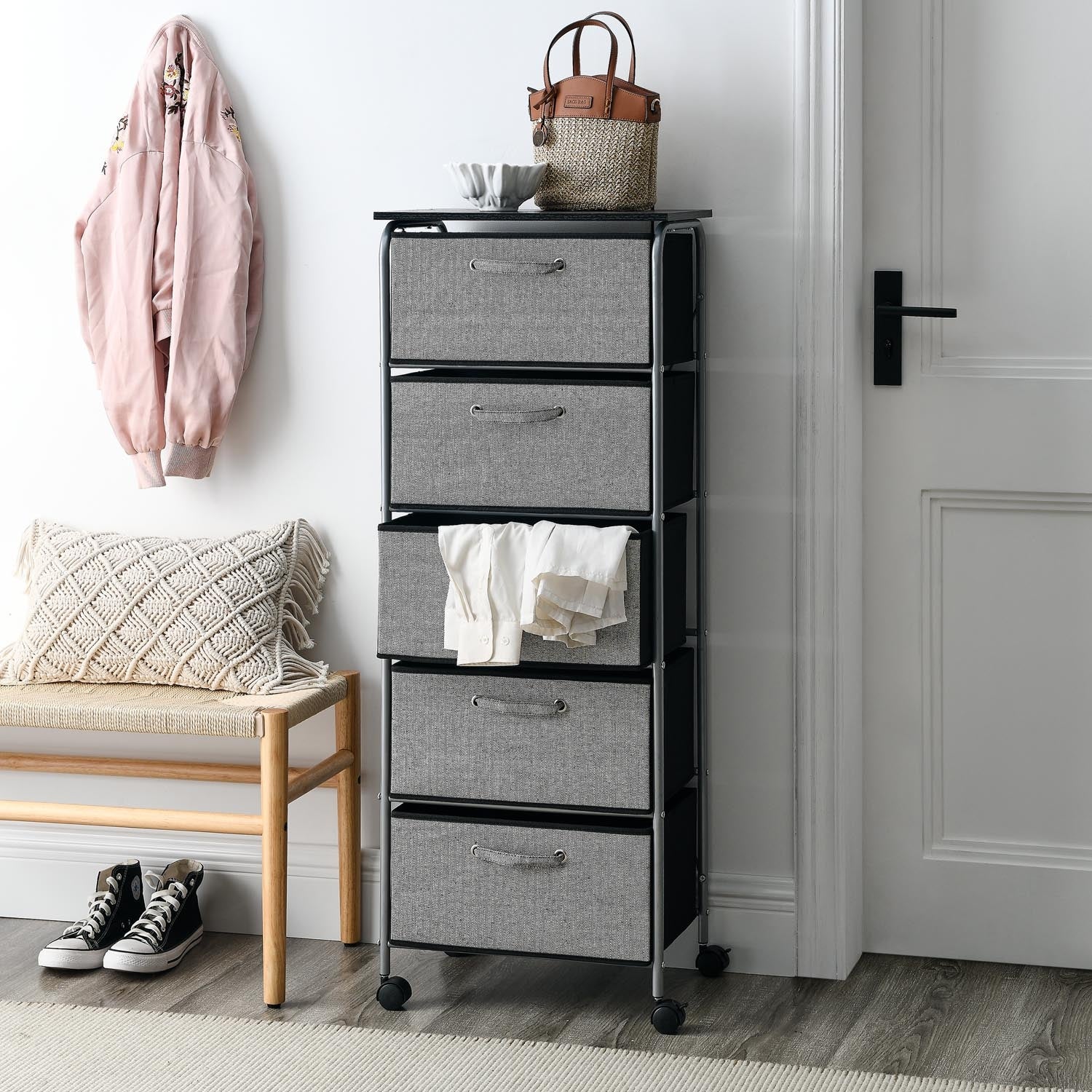5 Drawers Fabric Dresser Storage Tower Shelves with MDF Top - - 35721959 - Mycitystee