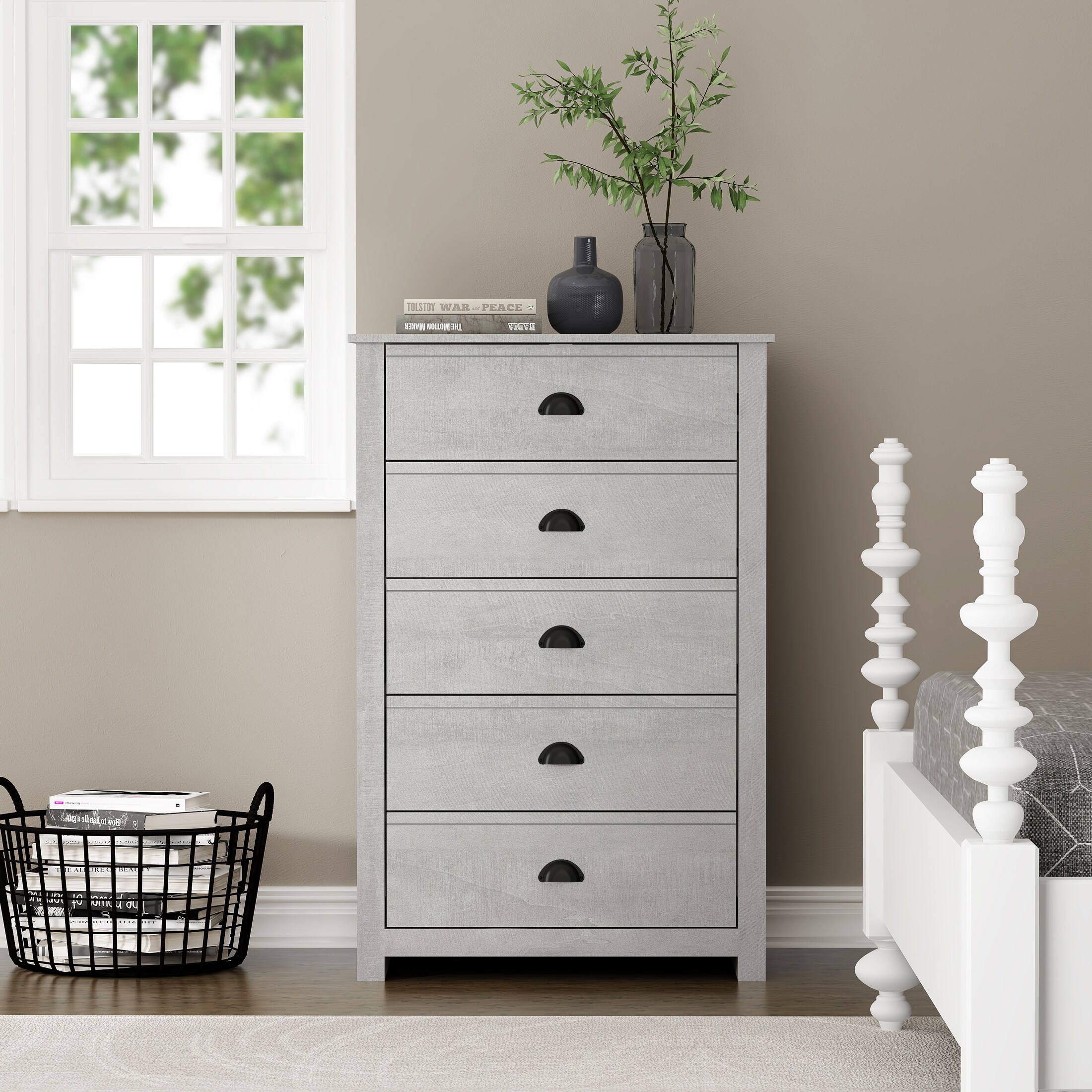 Geordano 5-Drawer Chest (46.2 in. × 17.1 in. × 30.4 in.) - - 36758305 - Mycitystee