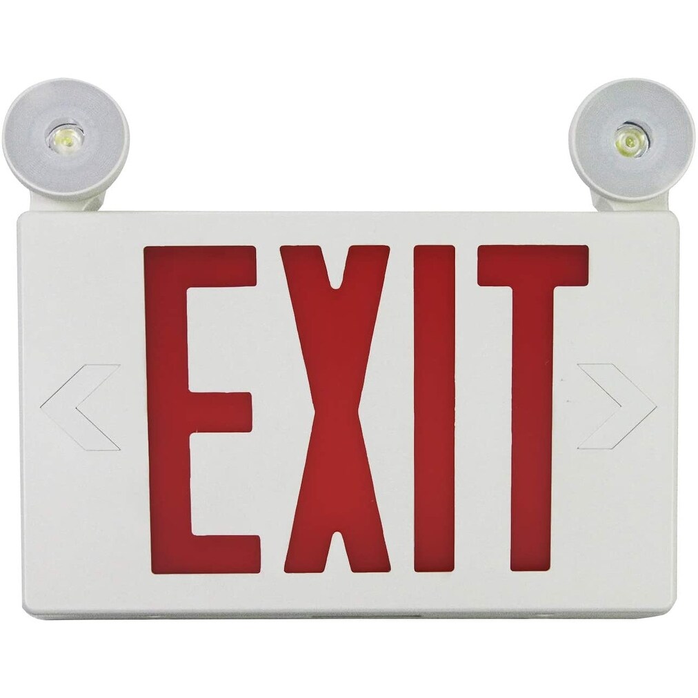 Red LED Exit Sign with Emergency Lights， Two Adjustable Head - 2PACK - 11.6*9.8*1.8 - Mycitystee