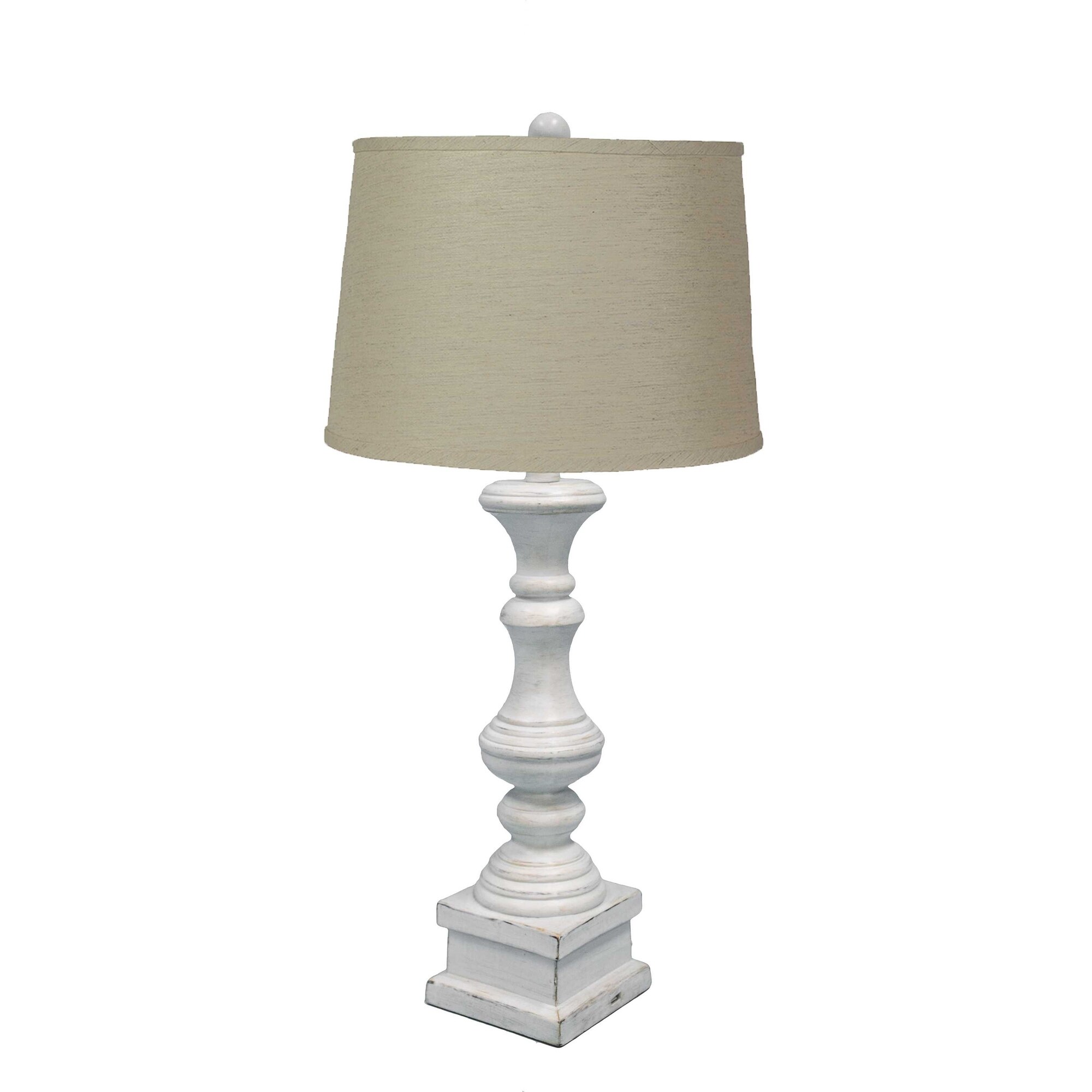 Distressed White Table Lamp with Sea Linen Fabric Shade - Mycitystee
