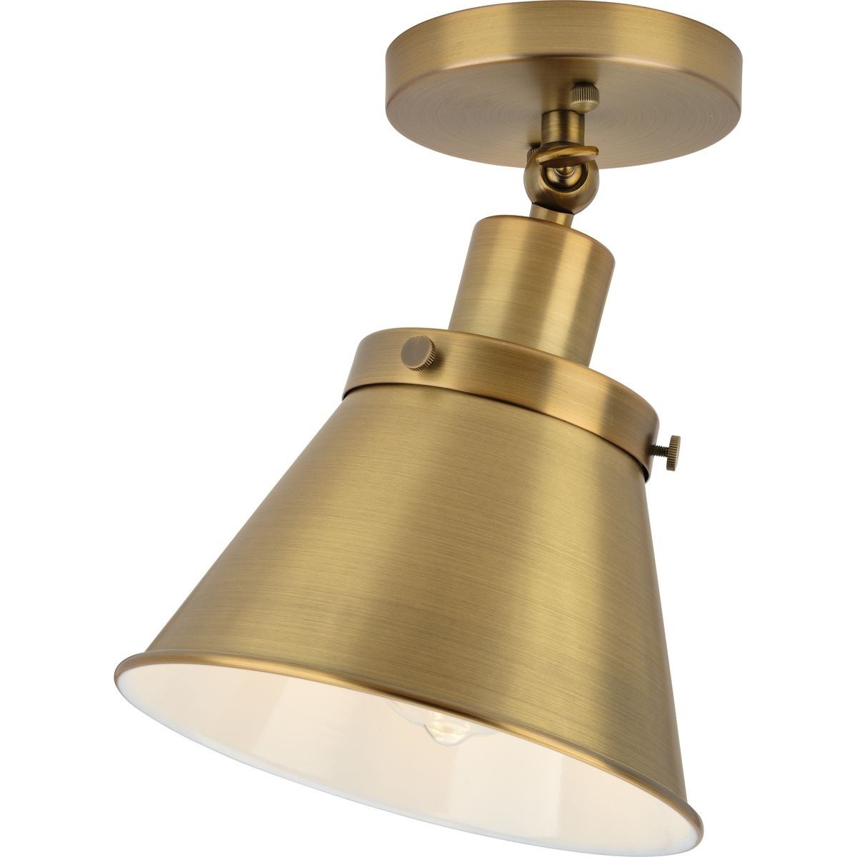 Hinton Collection One-Light Vintage Brass Vintage Style Ceiling Light - 8.25 in x 8.25 in x 10 in - Mycitystee