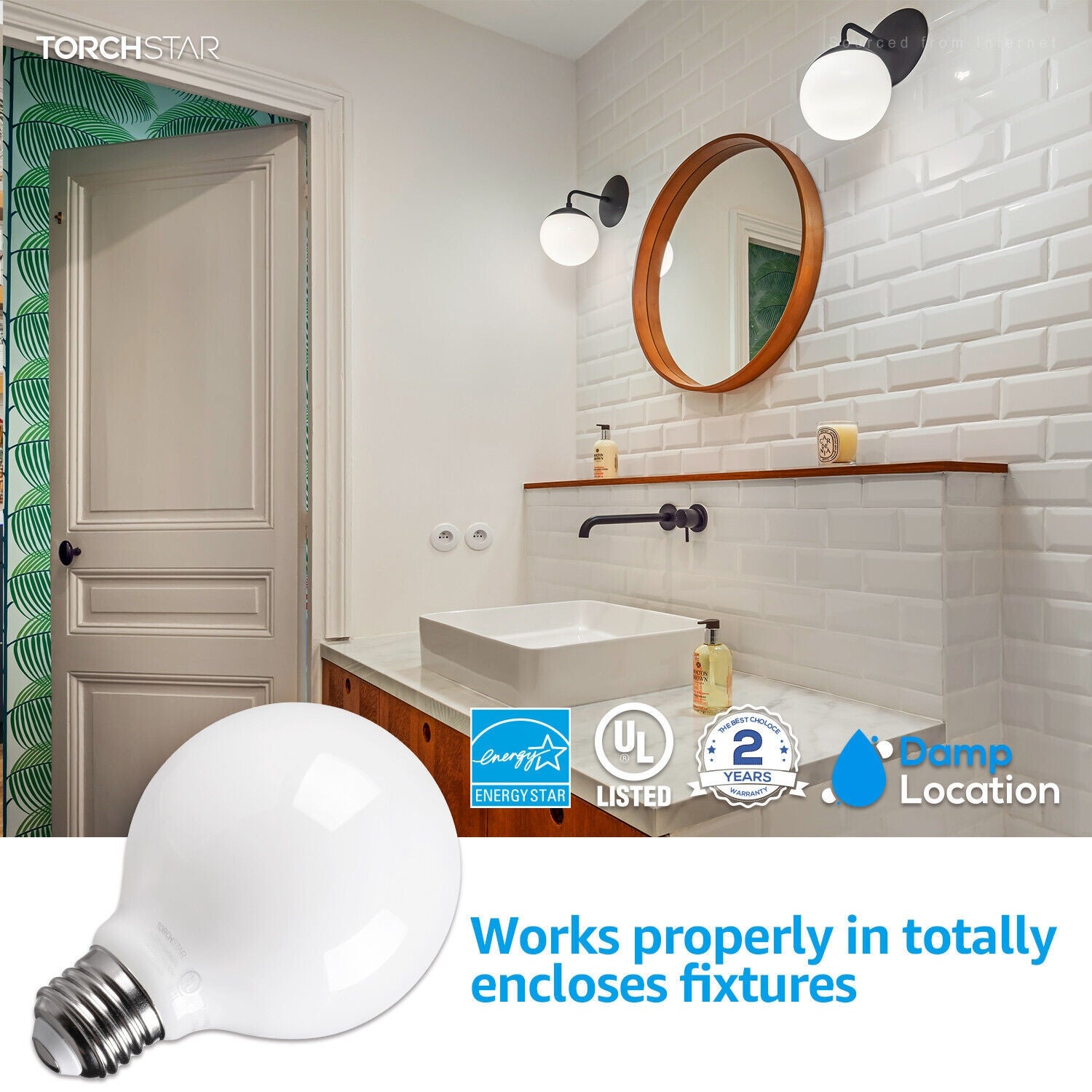 G25 LED Dimmable Globe Light Bulbs， Decorative Edison Bulb， 4000K - 6PACK - Mycitystee