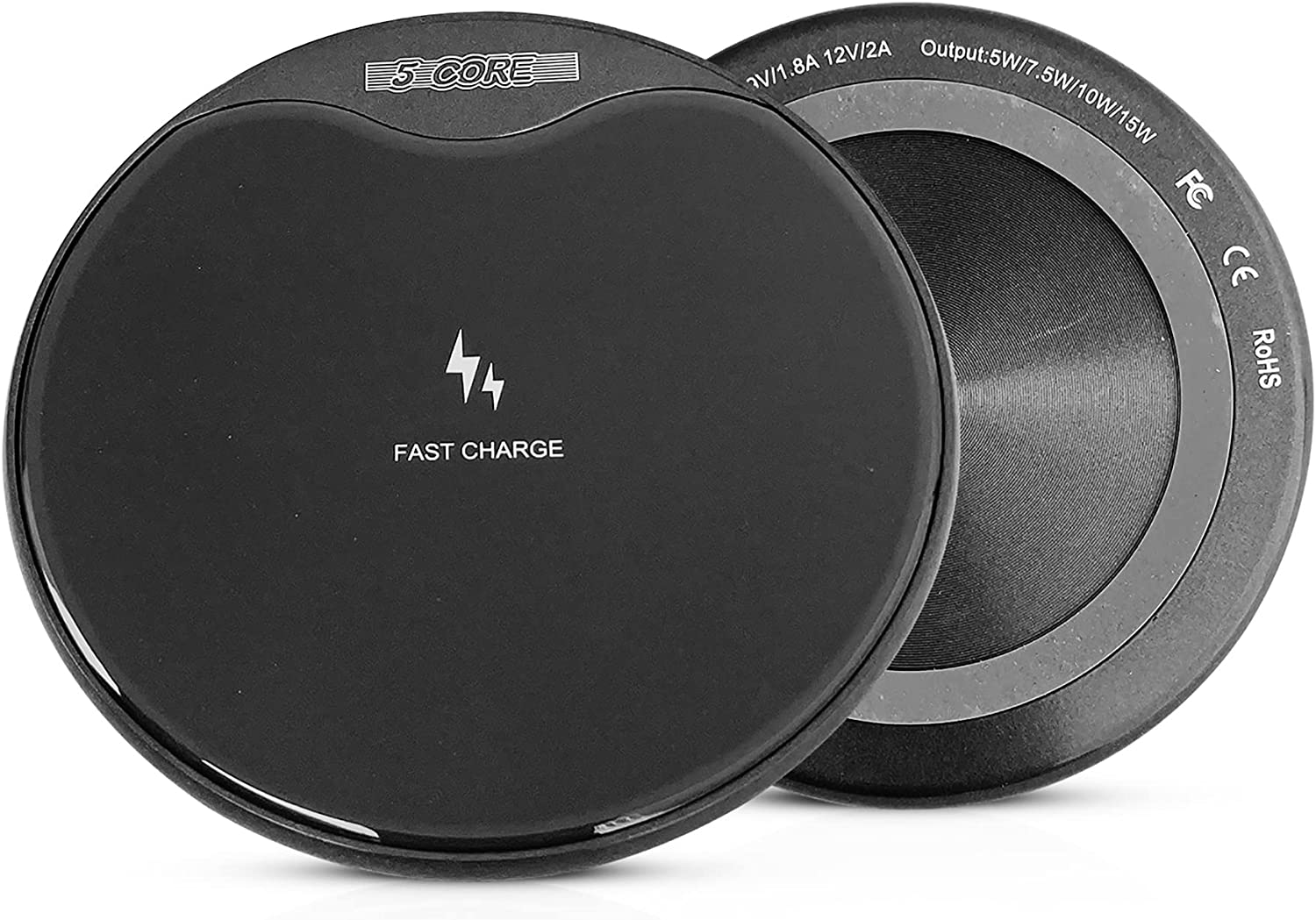 5 Core Wireless Charger (Pad), 15W Max Fast Charging, Compatible with QI Enabled Phones, AriPods and More, Anti-Skid, temperature control, surge, and - Mycitystee
