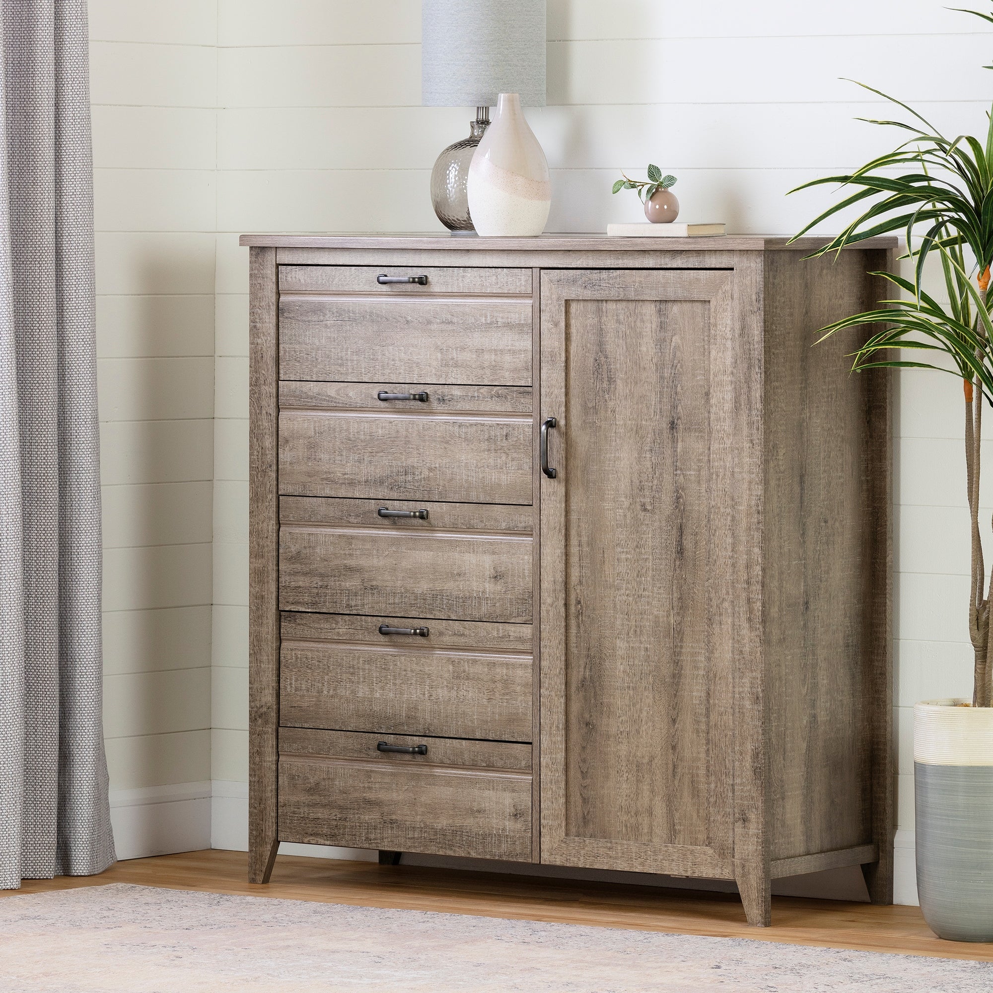 South Shore Lionel Door Chest with 5 Drawers - - 29820817 - Mycitystee