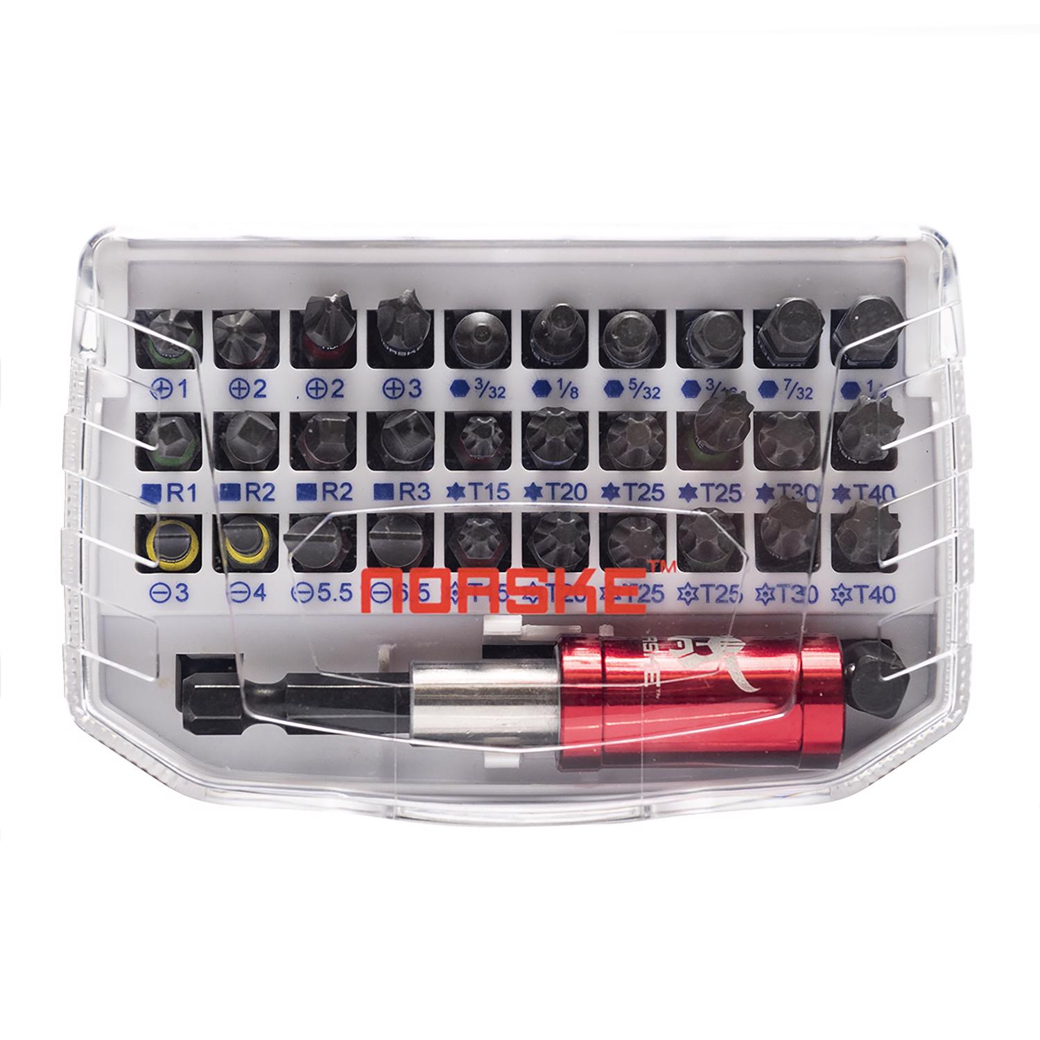 Norske Hex Impact Torsion Bit and Holder Set S2 Tool Steel 32 pc - Mycitystee