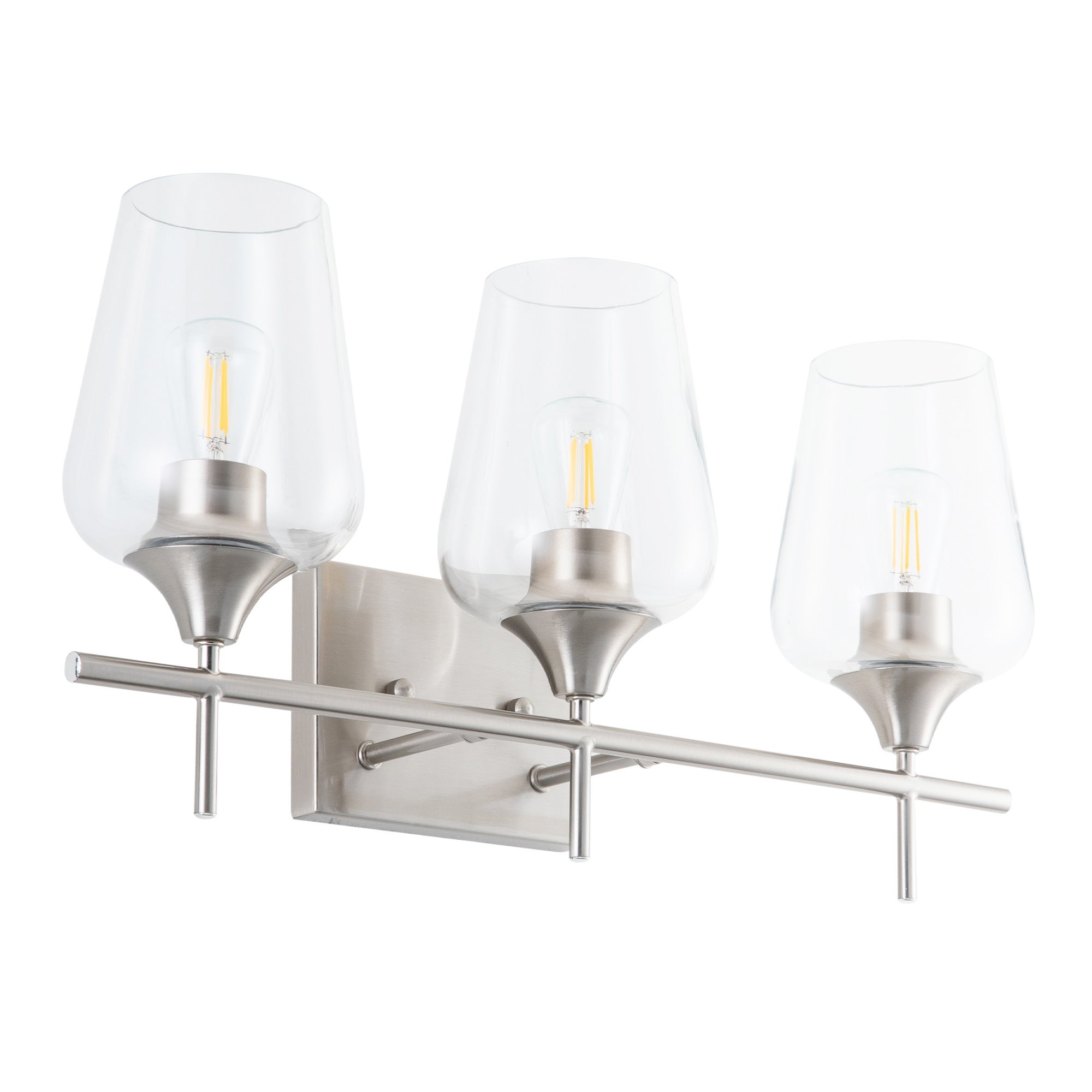 CO-Z Wall Sconce Vanity Lights with Glass Shade 2-Light/3-Light - Brushed Nickel - Brushed Nickel - Mycitystee