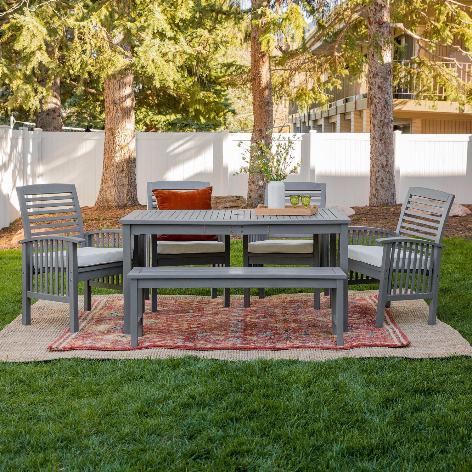 Ultimate Patio Horizon Way 6 Piece Acacia Patio Dining Set W/ 60 X 32 Inch Rectangular Table - Mycitystee