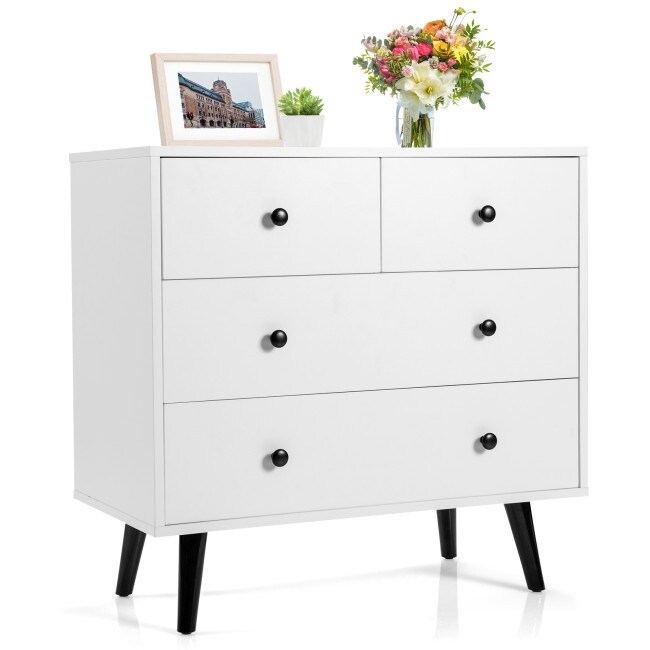 4 Drawers Dresser Chest of Drawers Free Standing Sideboard Cabinet-White - - 36301656 - Mycitystee